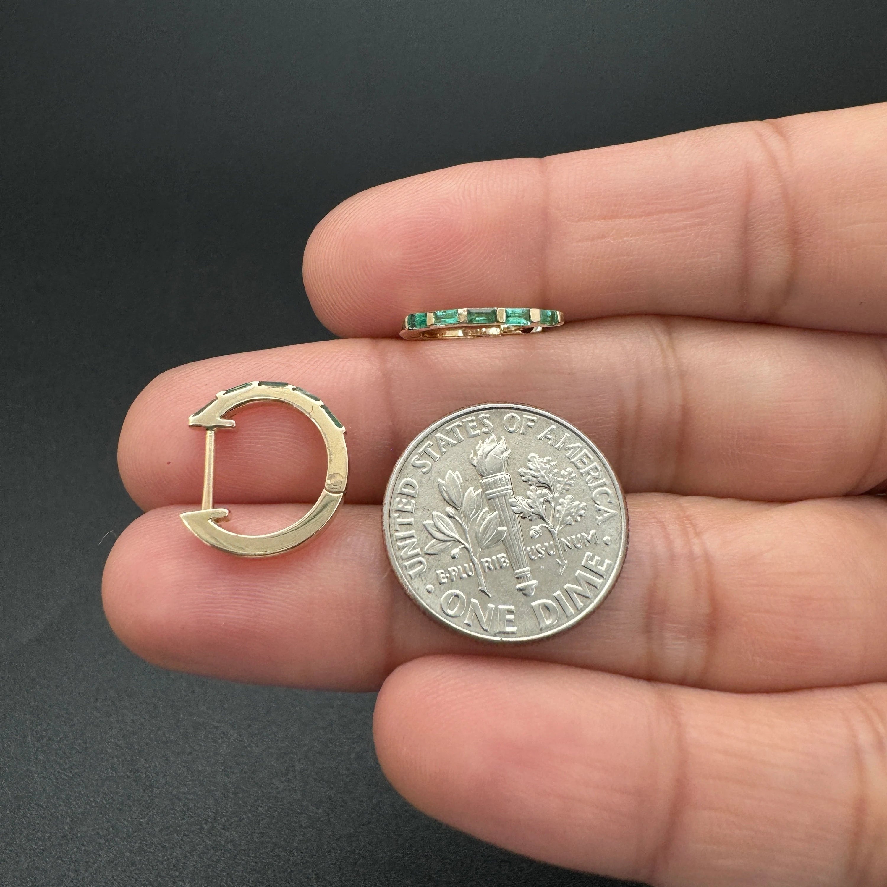 Diamond Baguette Huggies 13mm