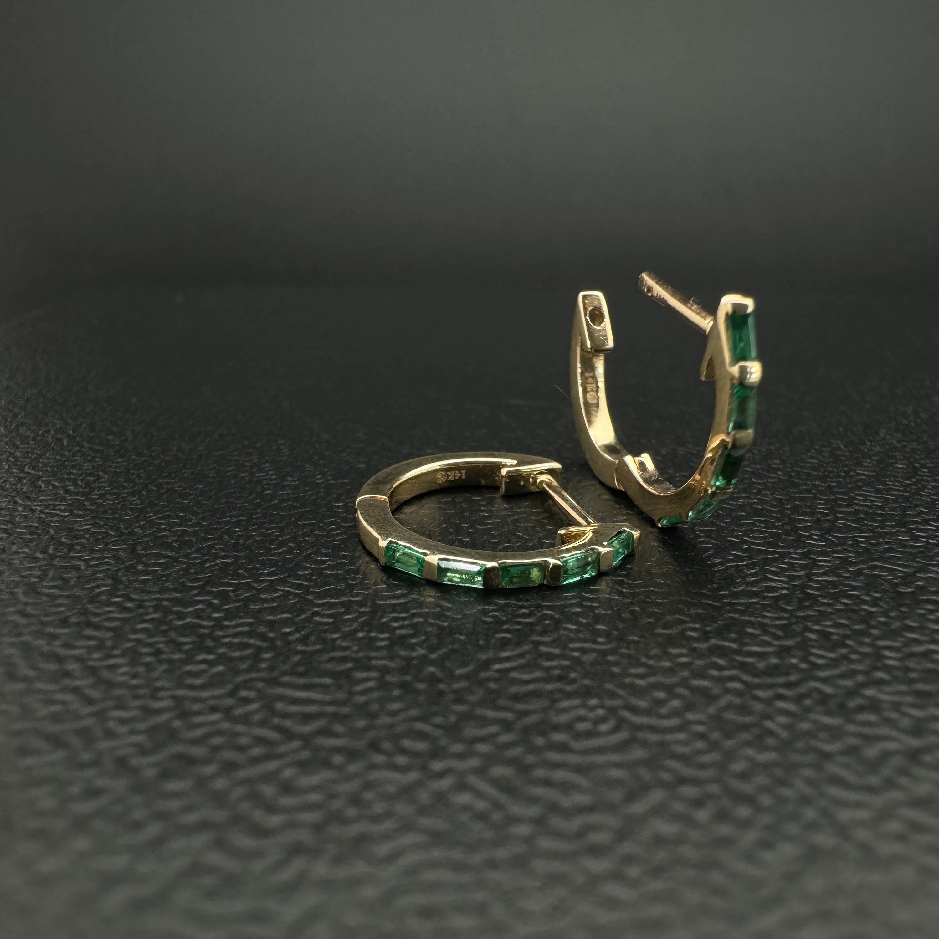 Diamond Baguette Huggies 13mm