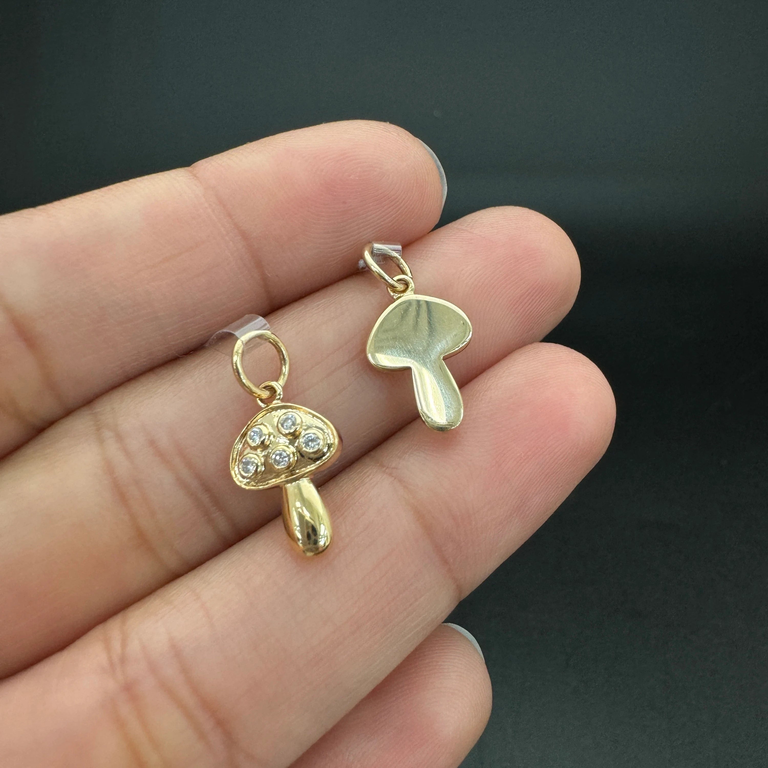 Diamond Mushroom Pendant With Black Enamel
