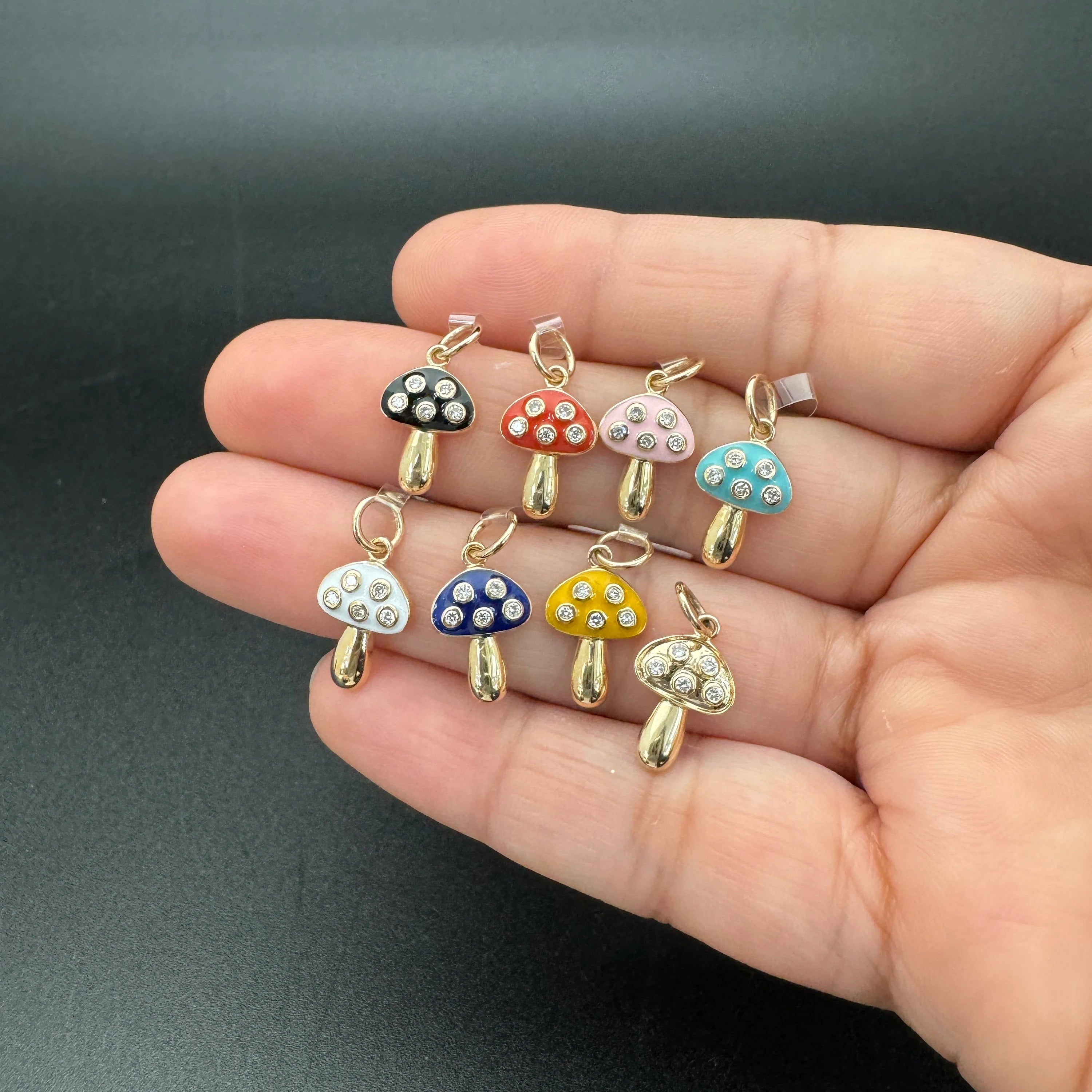 Diamond Mushroom Pendant 8x13mm