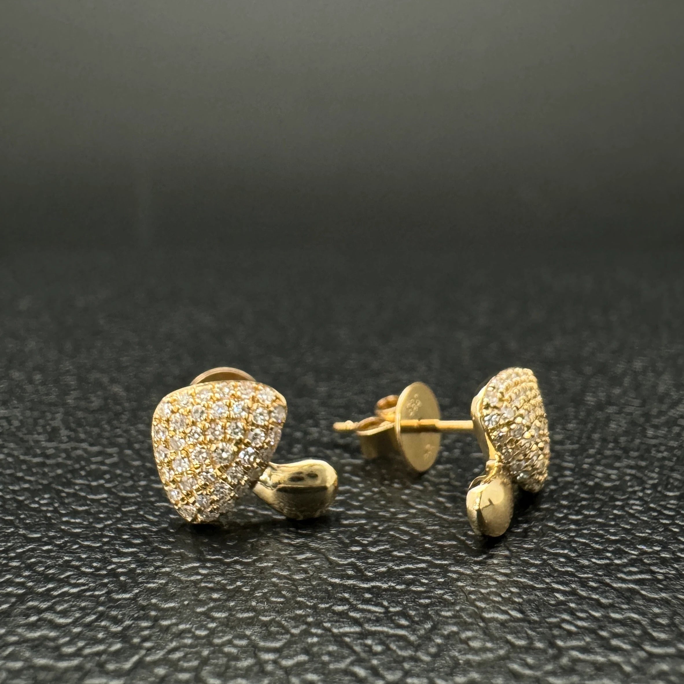 Diamond Mushroom Stud Earrings 10x7.5mm