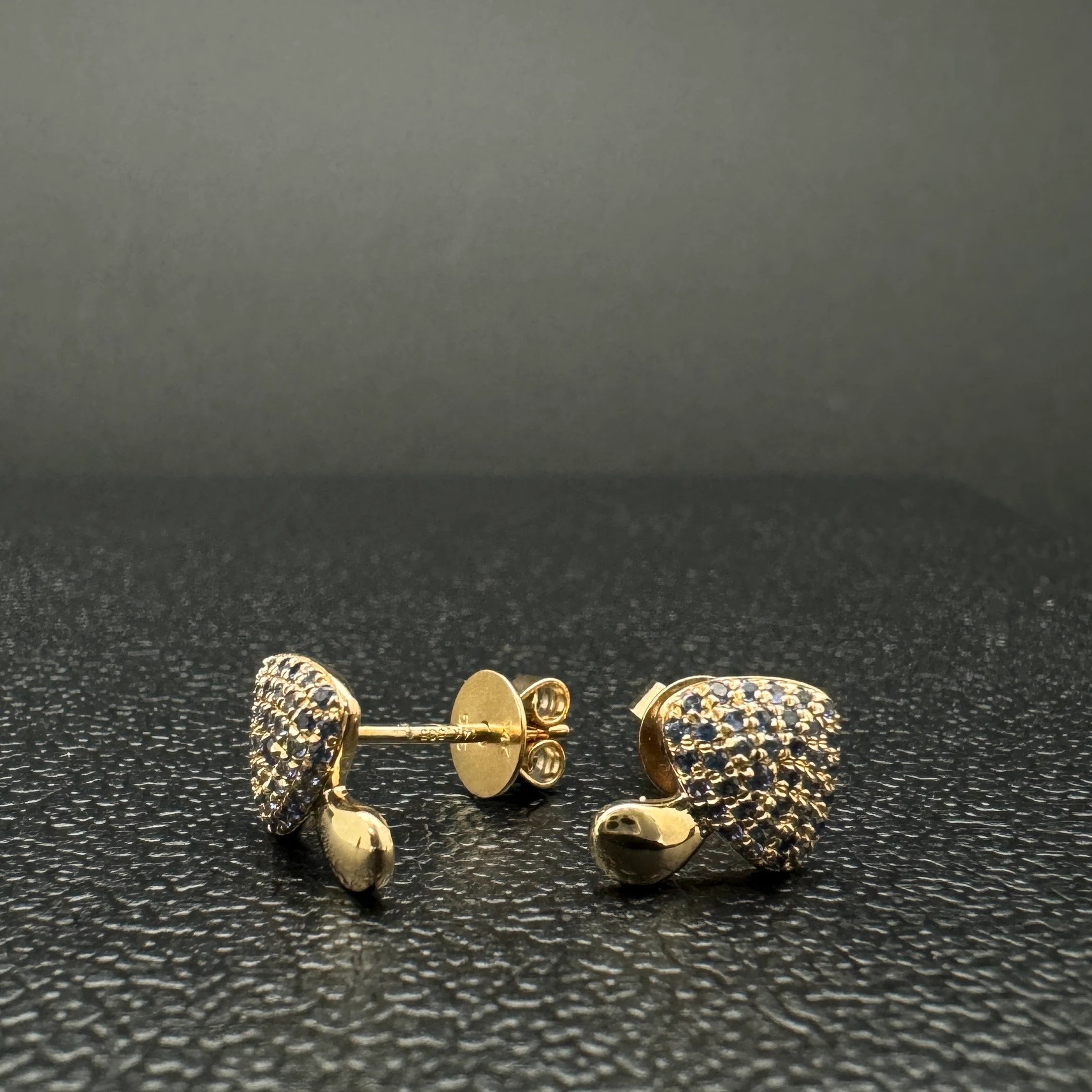 Diamond Mushroom Stud Earrings 10x7.5mm