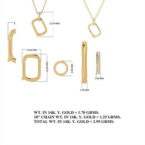 Diamond Rectangle Pendant Necklace