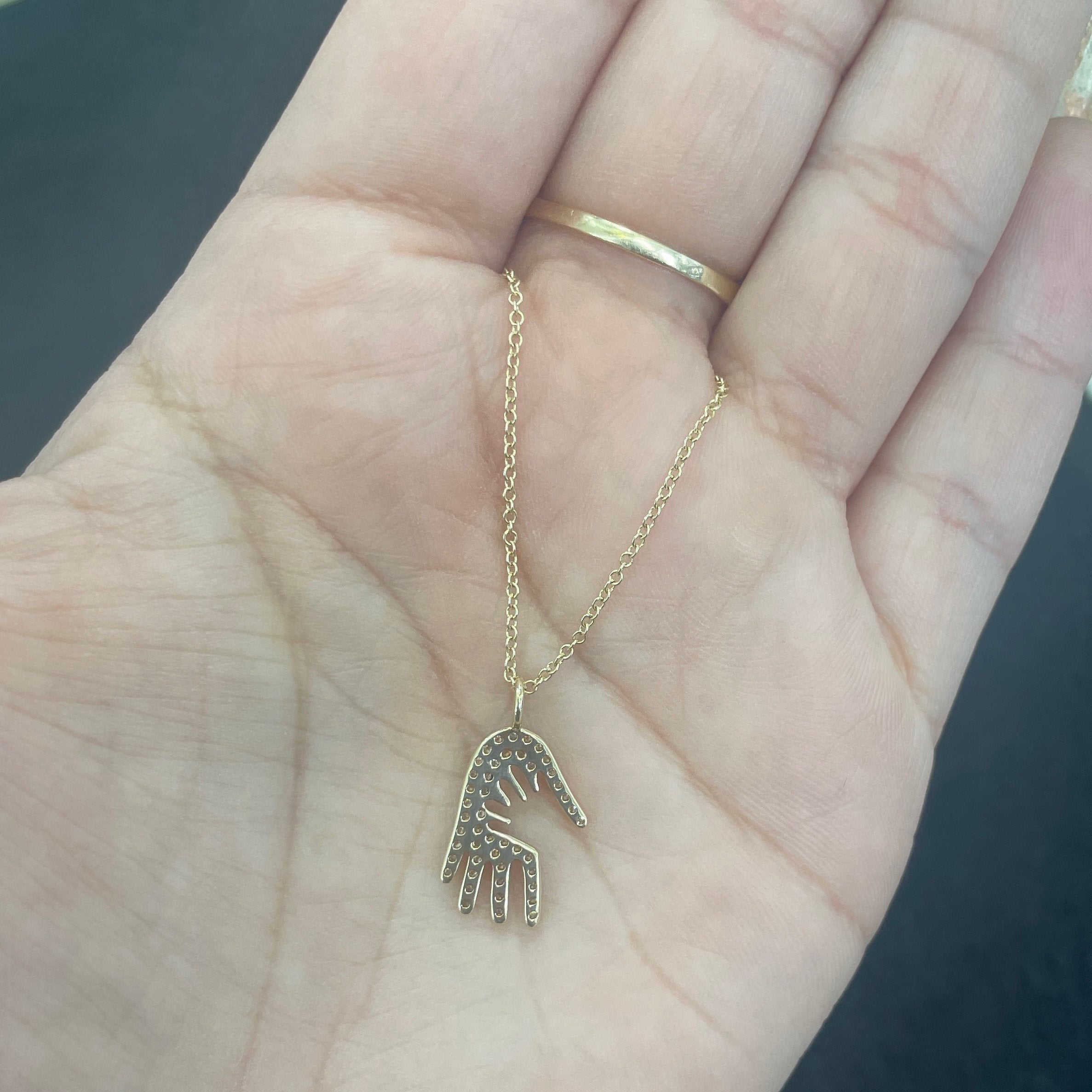 Diamond Hamsa Hand Pendant Necklace
