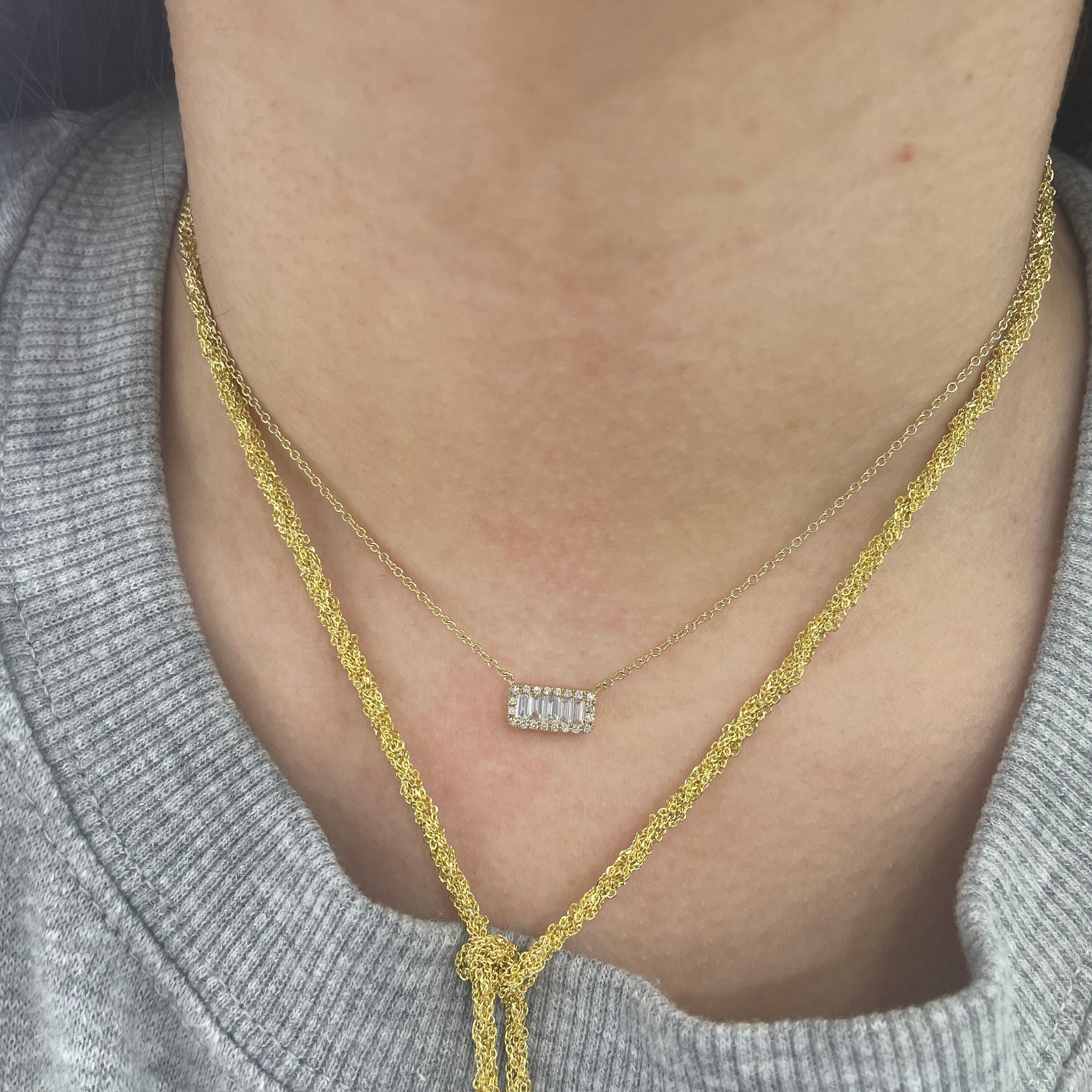 Diamond Baguette Bar Necklace
