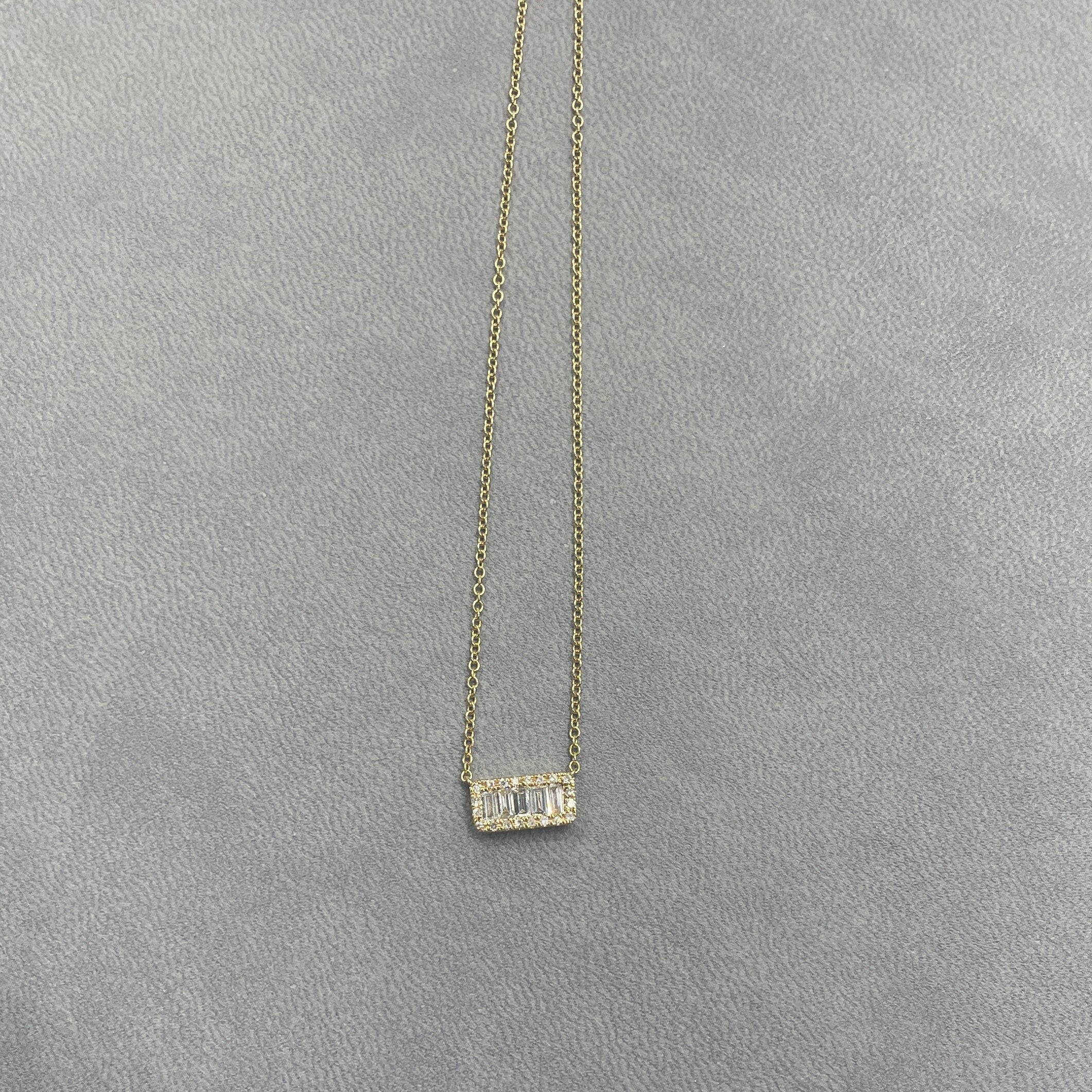 Diamond Baguette Bar Necklace