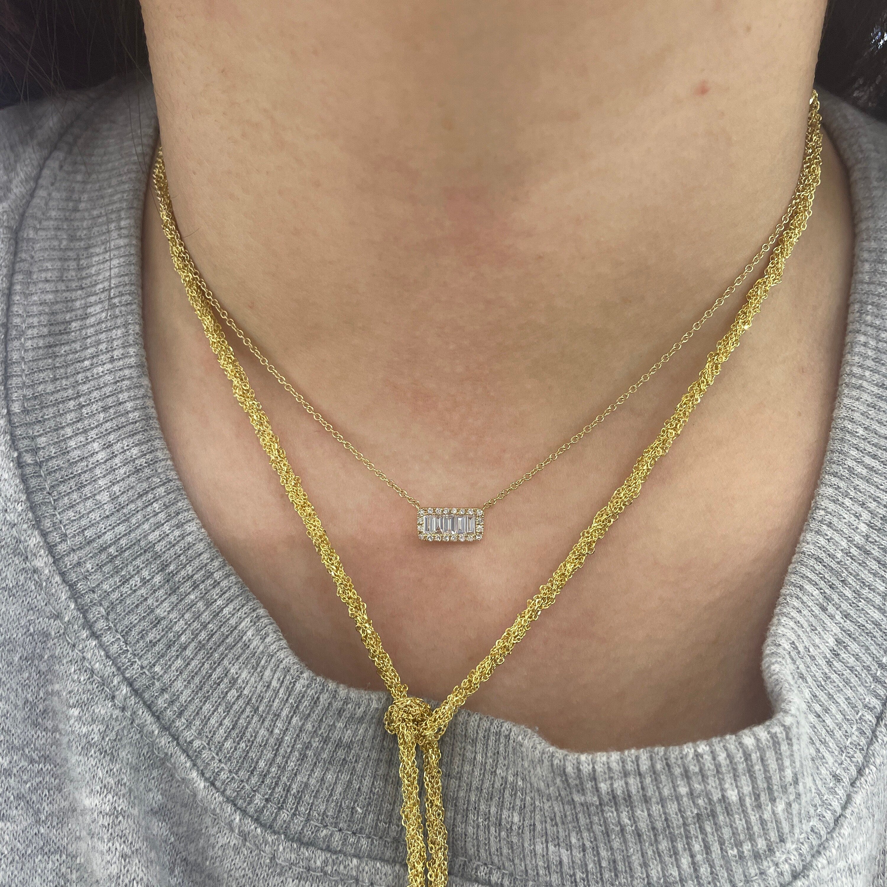 Diamond Baguette Bar Necklace