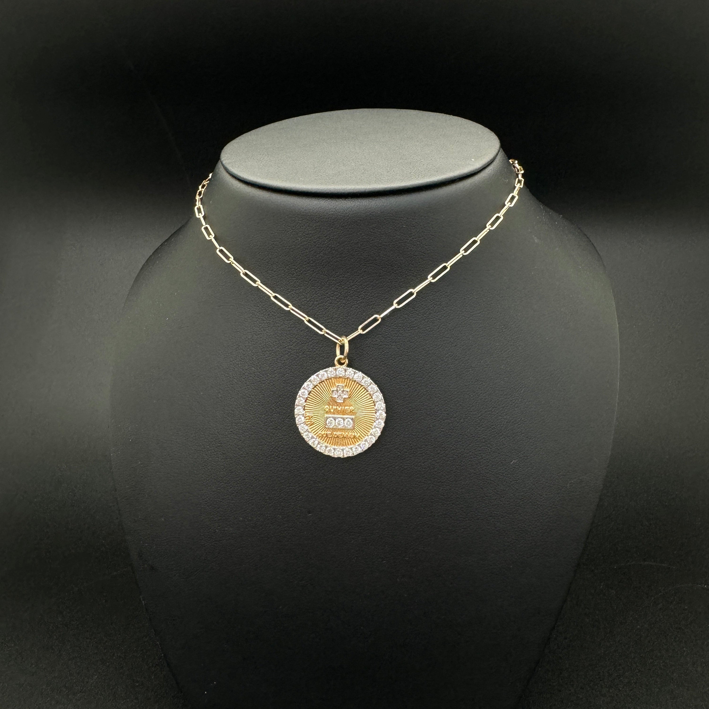 Diamond Plus Minus Sign Pendant 20mm
