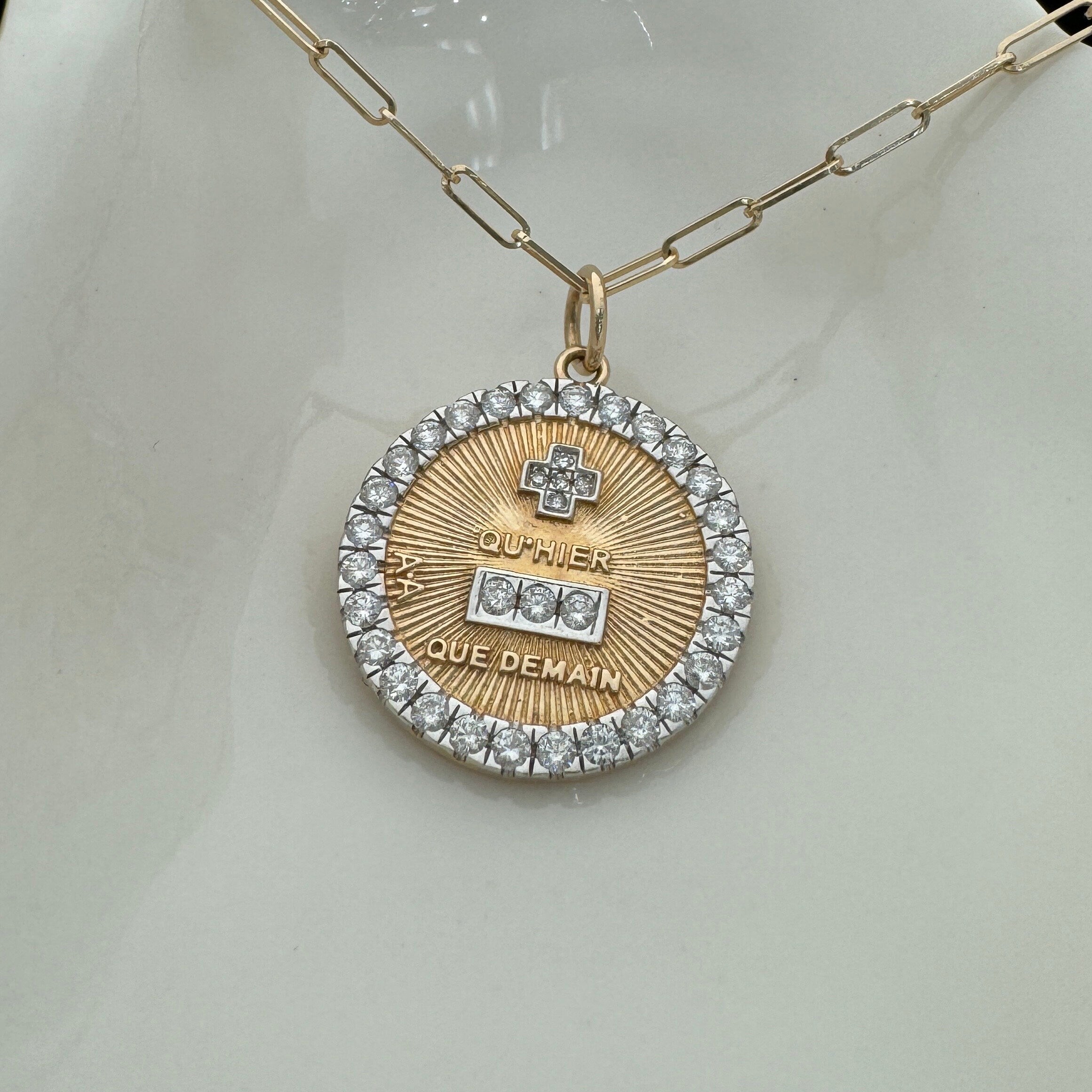Diamond Plus Minus Sign Pendant 20mm