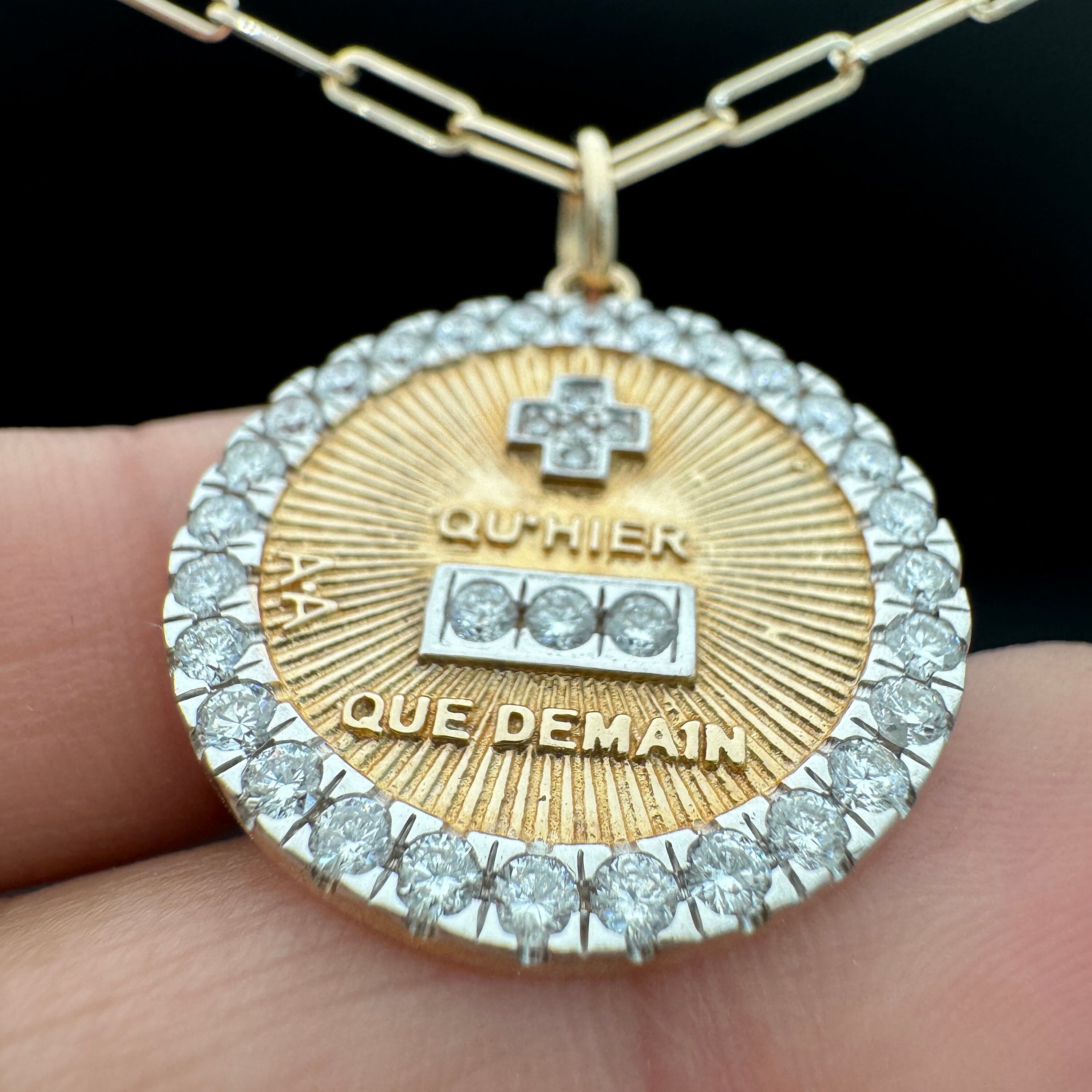 Diamond Plus Minus Sign Pendant 20mm