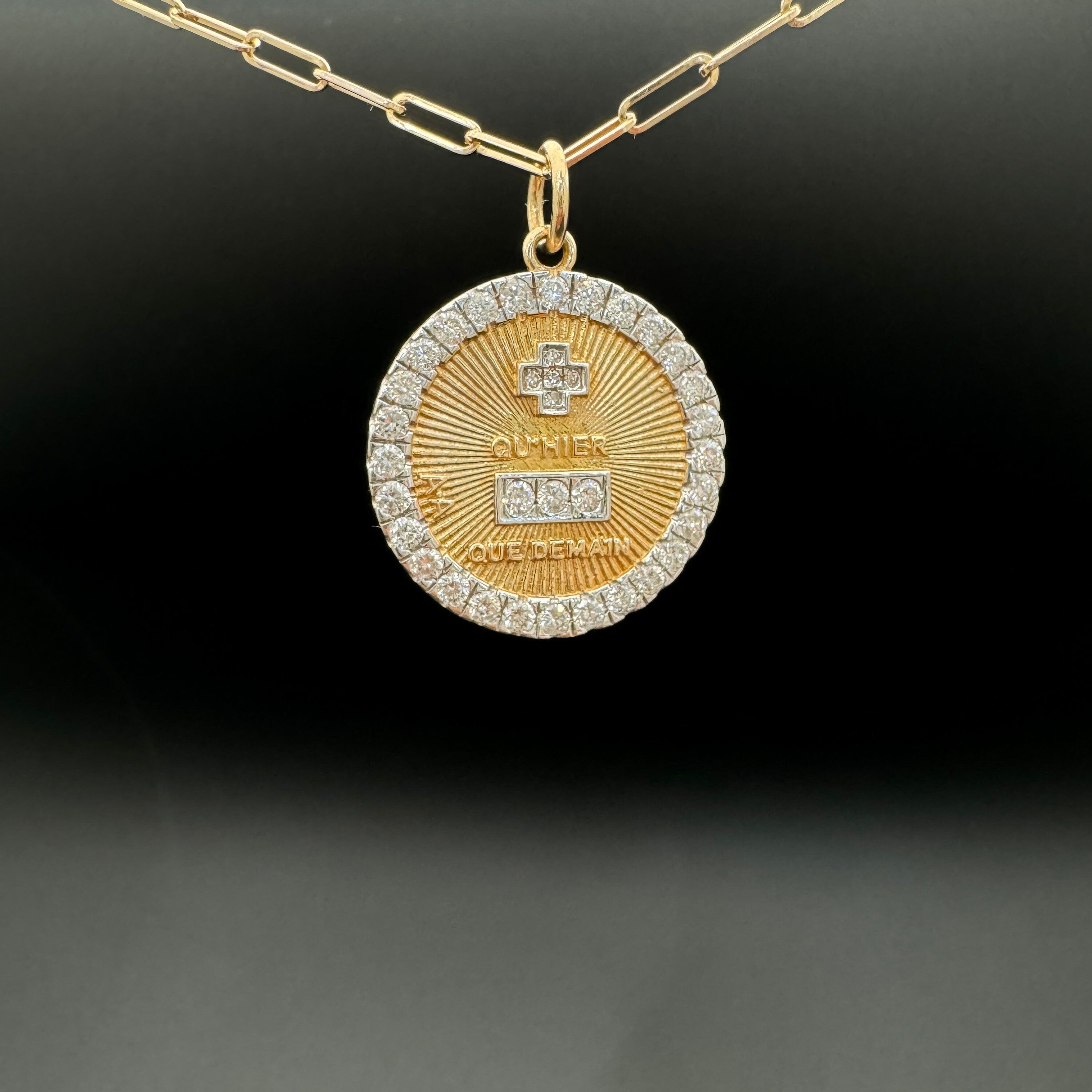 Diamond Plus Minus Sign Pendant 20mm
