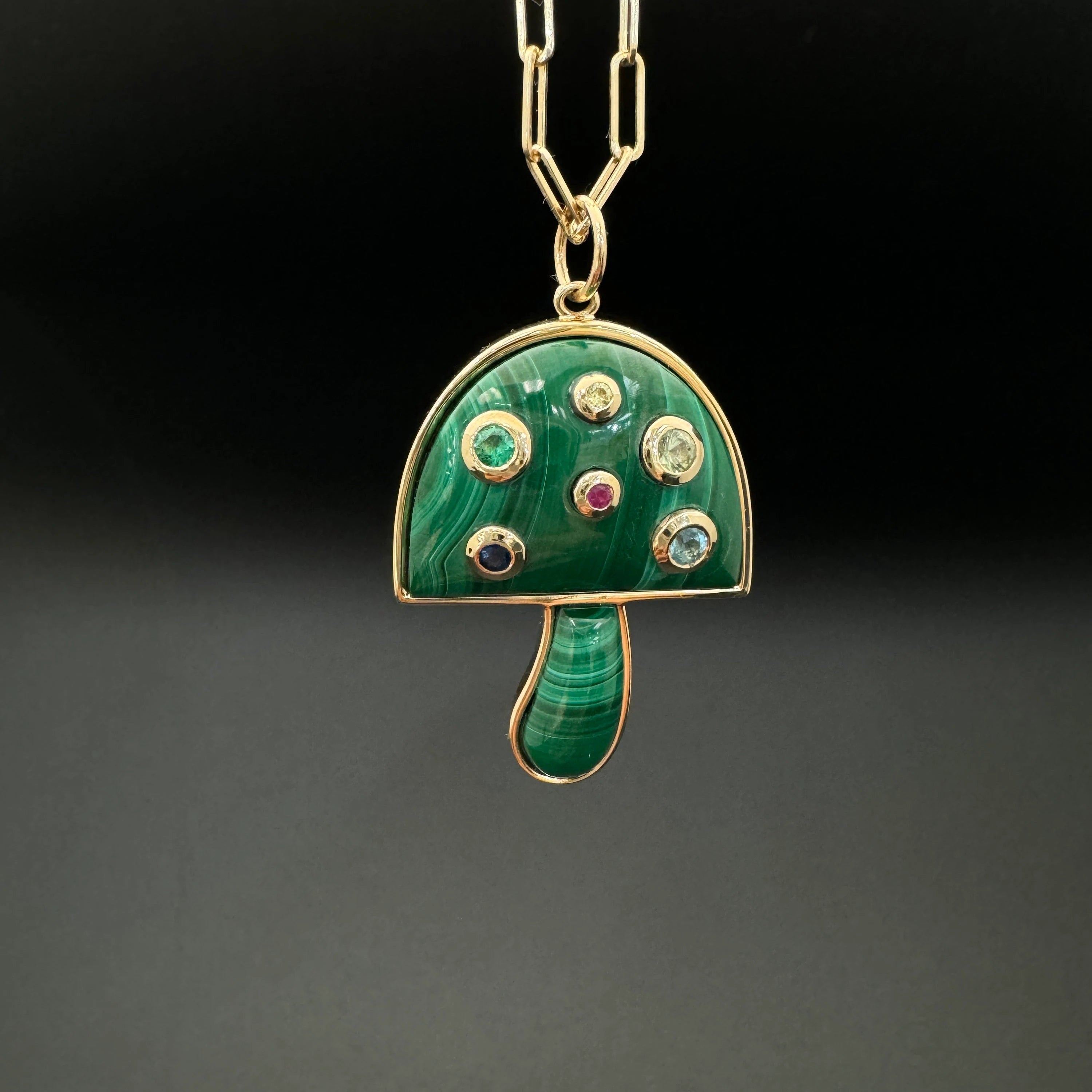 Malachite Mushroom Pendant 39x22.50mm