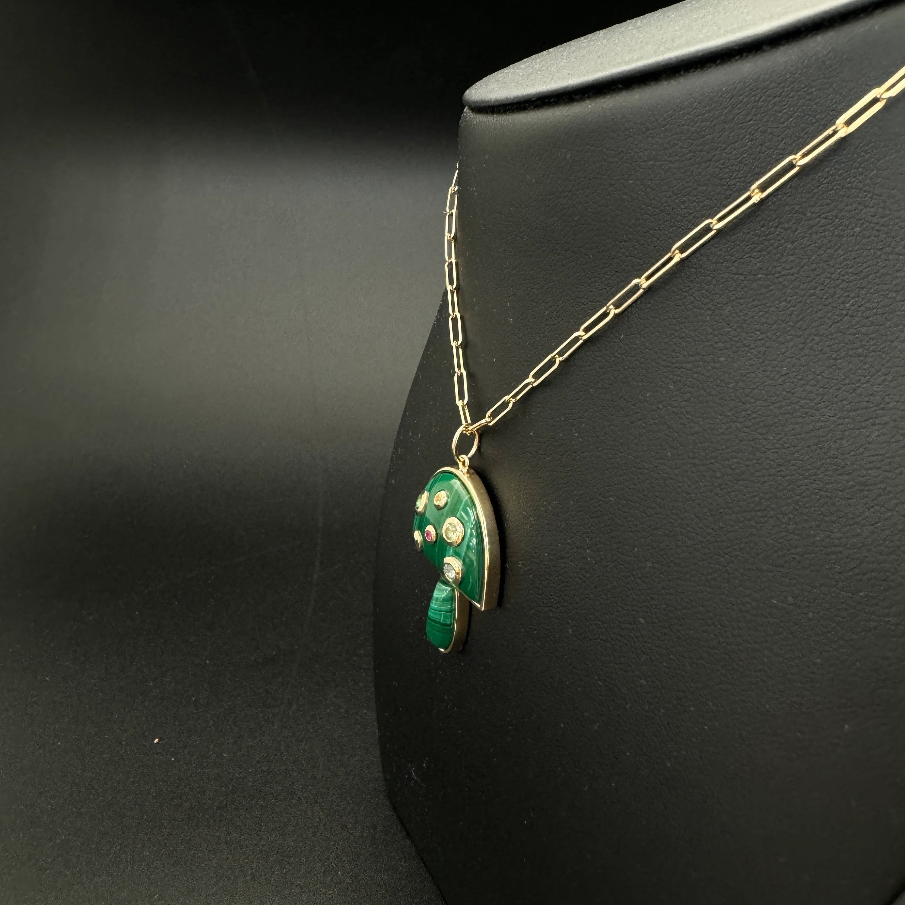 Malachite Mushroom Pendant 39x22.50mm