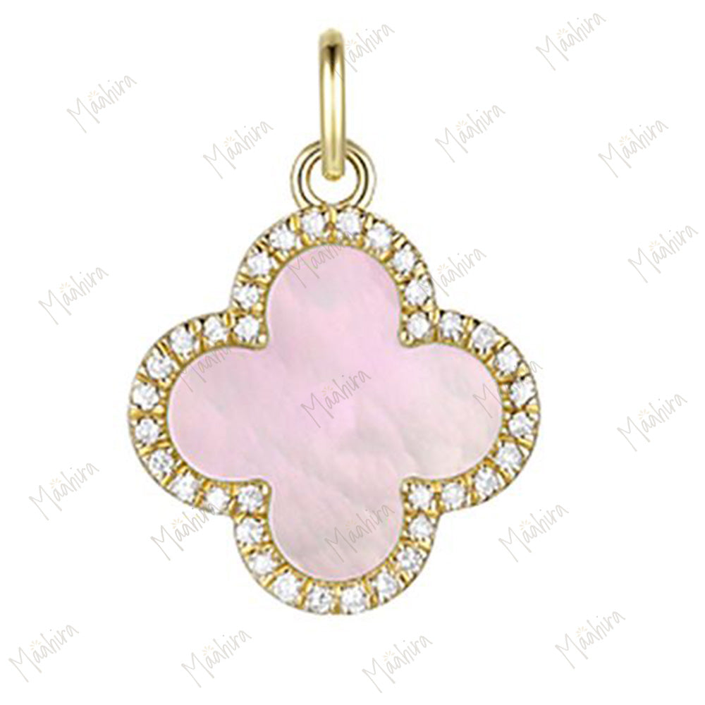Black Onyx & Diamond Clover Pendant 12mm
