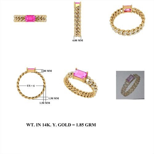 Diamond Pink Sapphire Chain Link Ring in US Size 6