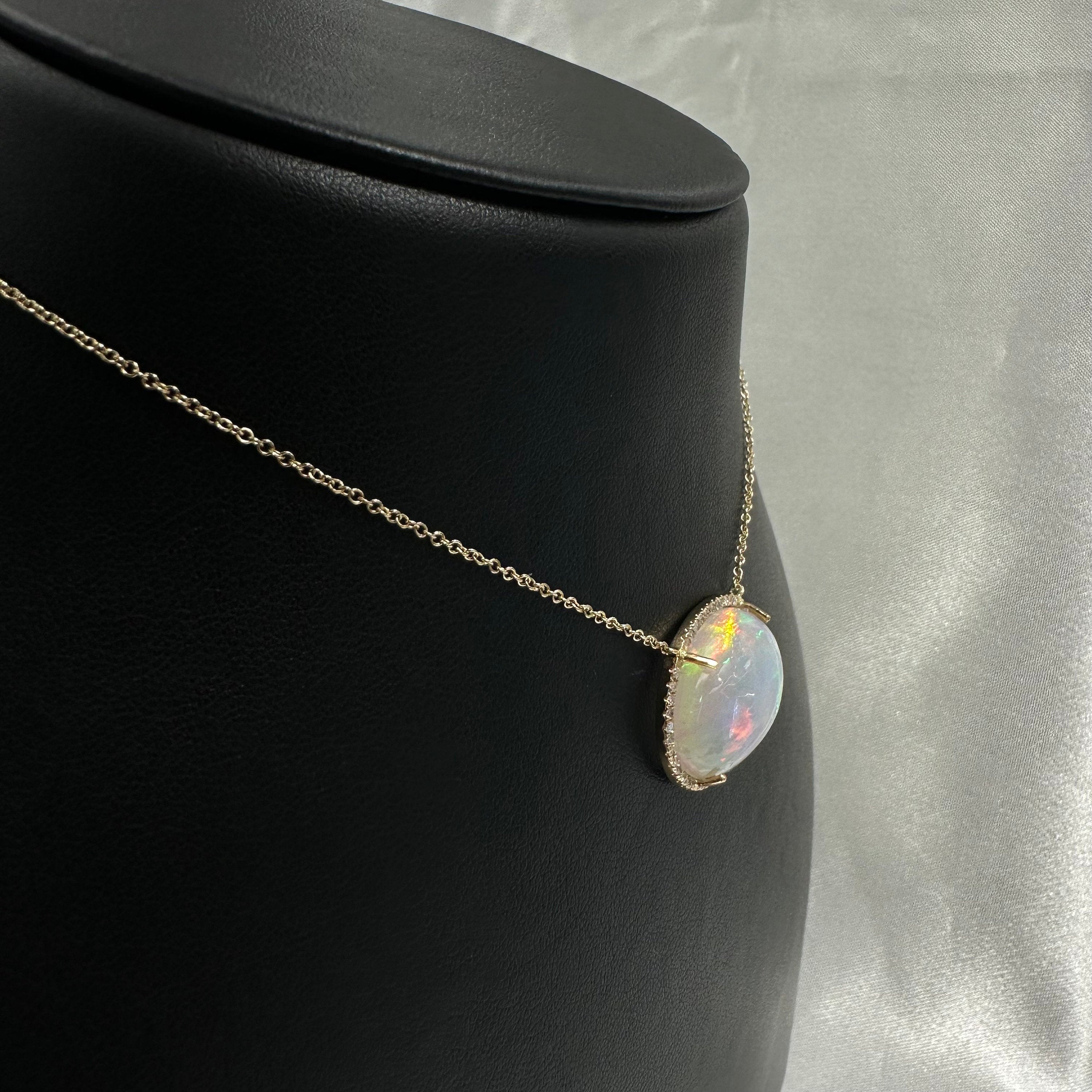 Diamond Ethiopian Opal Necklace