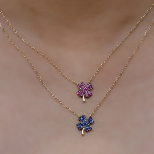 Blue Sapphire Clover Necklace