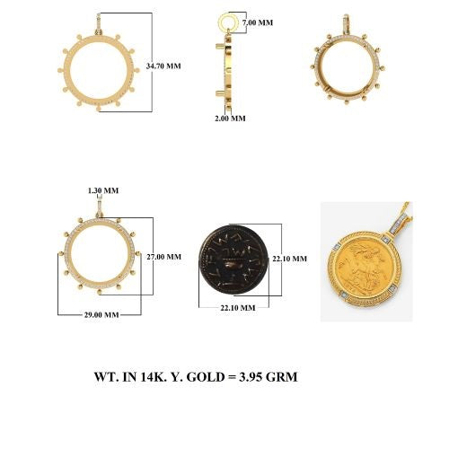 Diamond Brass Coin Pendant