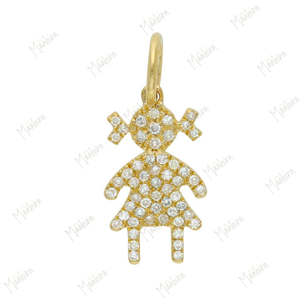 Diamond Baby Girl Charm 13.70x6.50mm