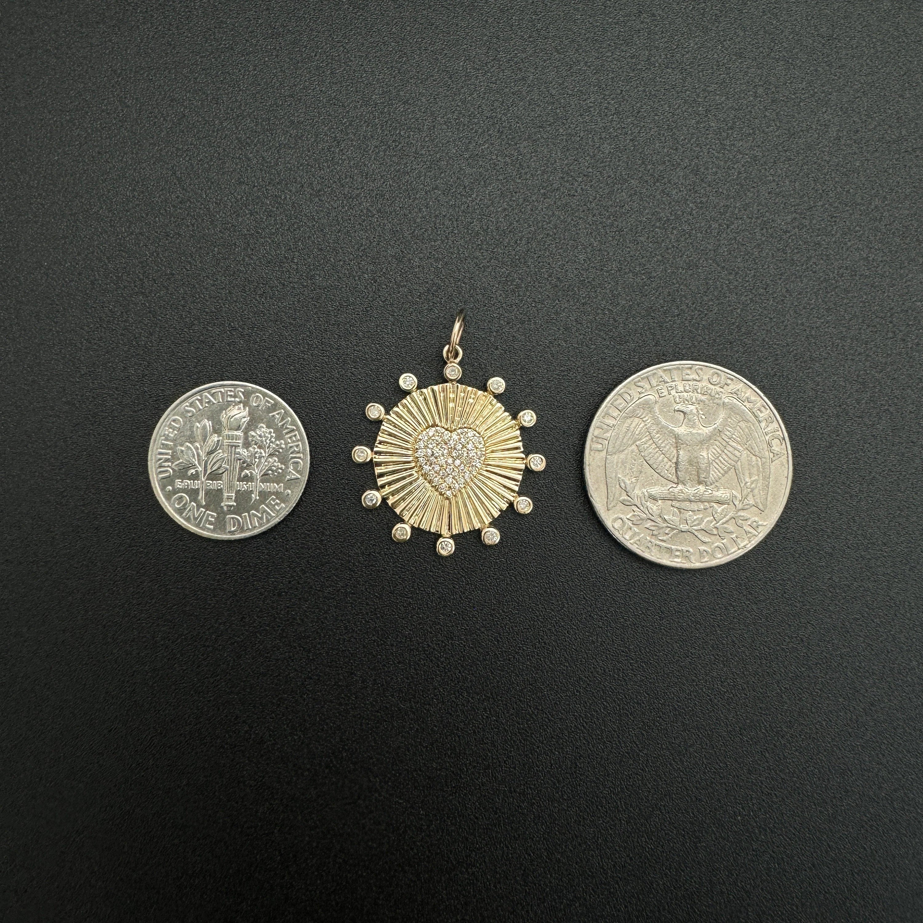 Diamond Round Disc With Heart