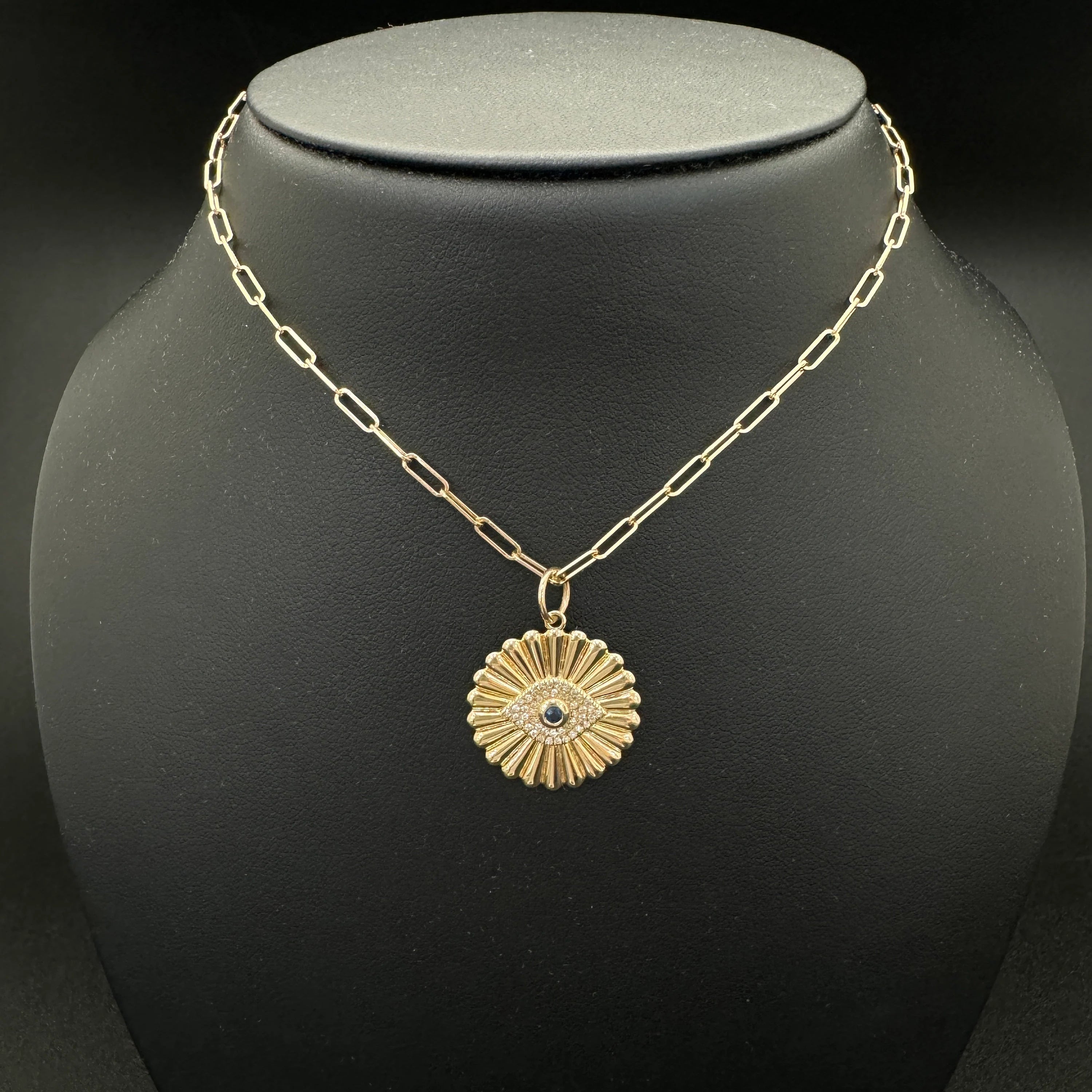 Diamond & Blue Sapphire Evil Eye Rays Pendant