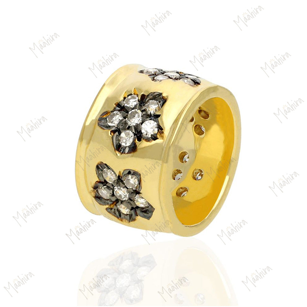 14k Gold Diamond Star Rondelle Bead / Roundel Bead Charm 7x5mm