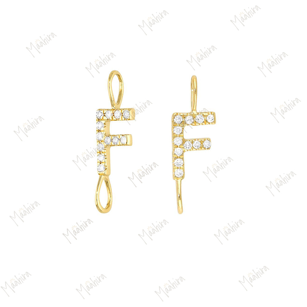 Diamond Charm Letter F (Two Loop) 8mm (JR 3mm)