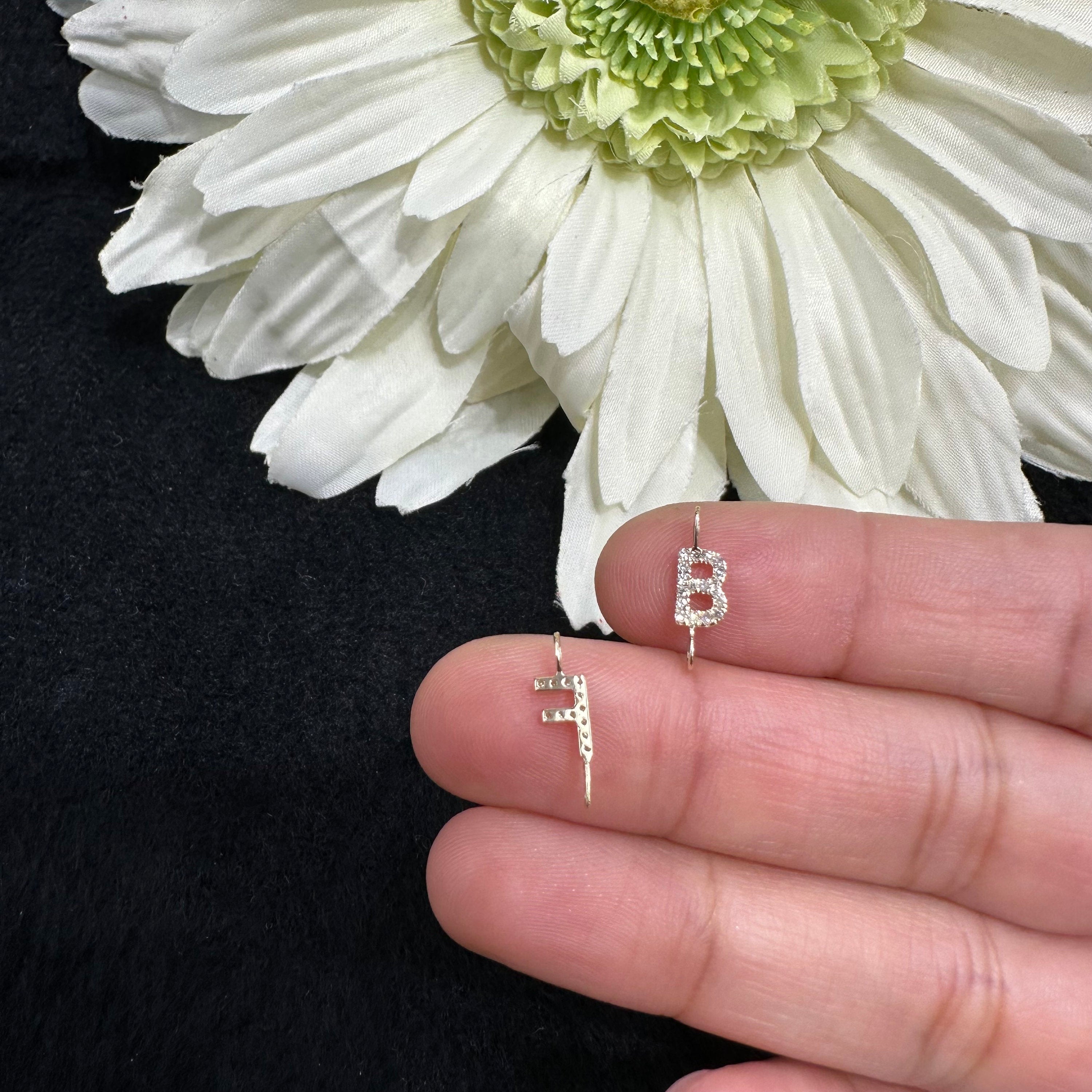Diamond Charm Letter F (Two Loop) 8mm (JR 3mm)