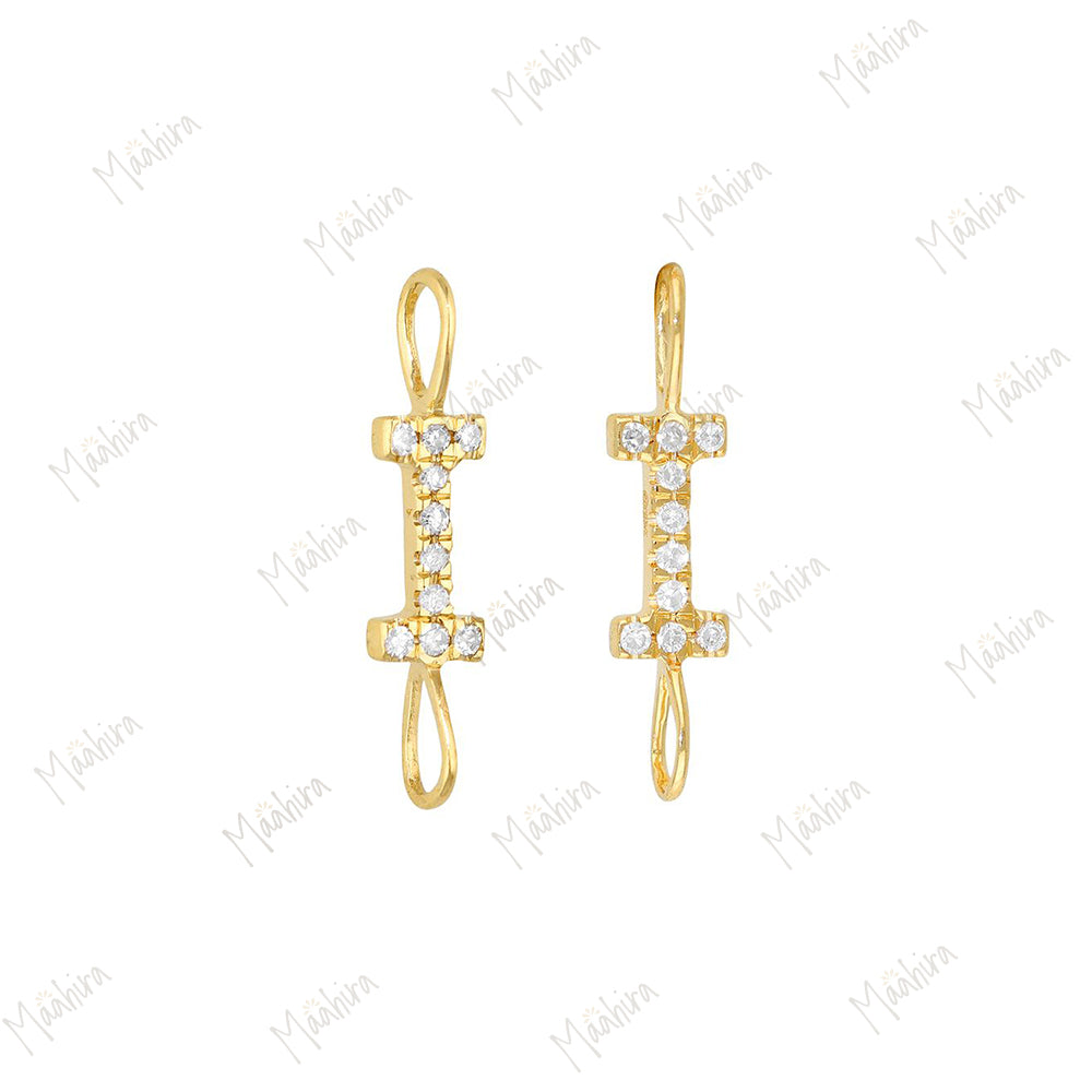 Diamond Charm Letter F (Two Loop) 8mm (JR 3mm)