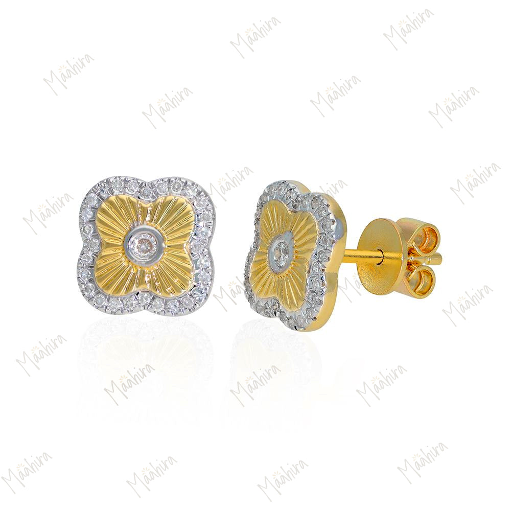Small Diamond Clover Style Studs
