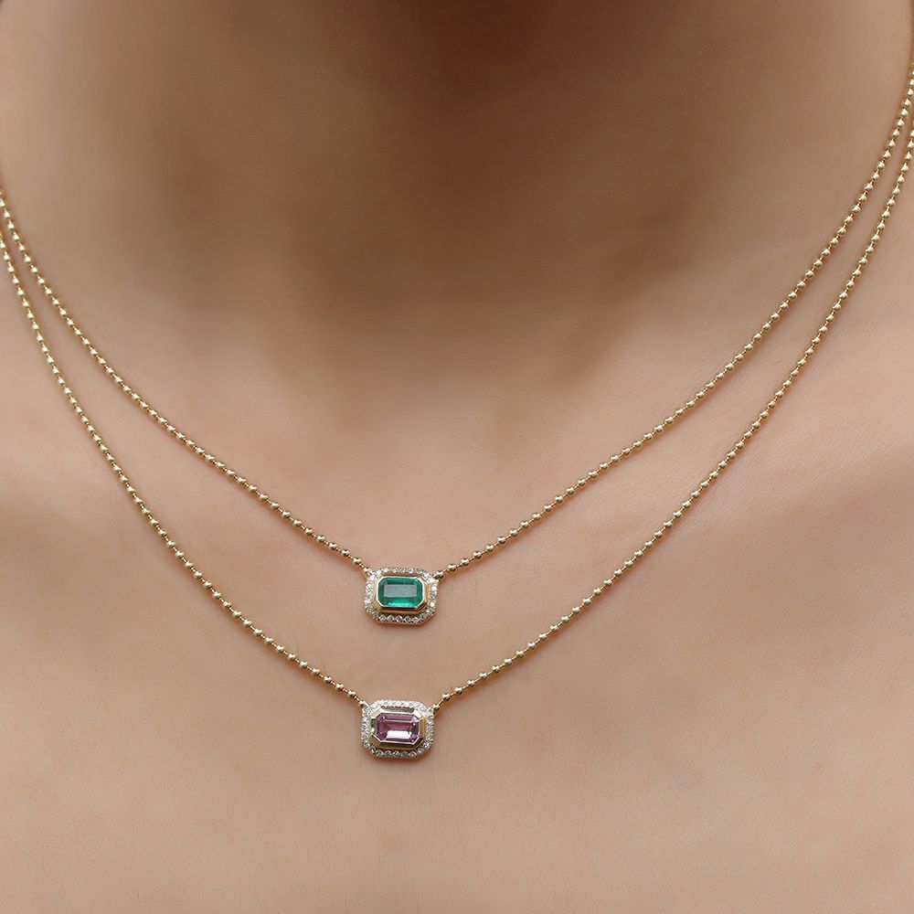 Diamond Pink Sapphire Necklace