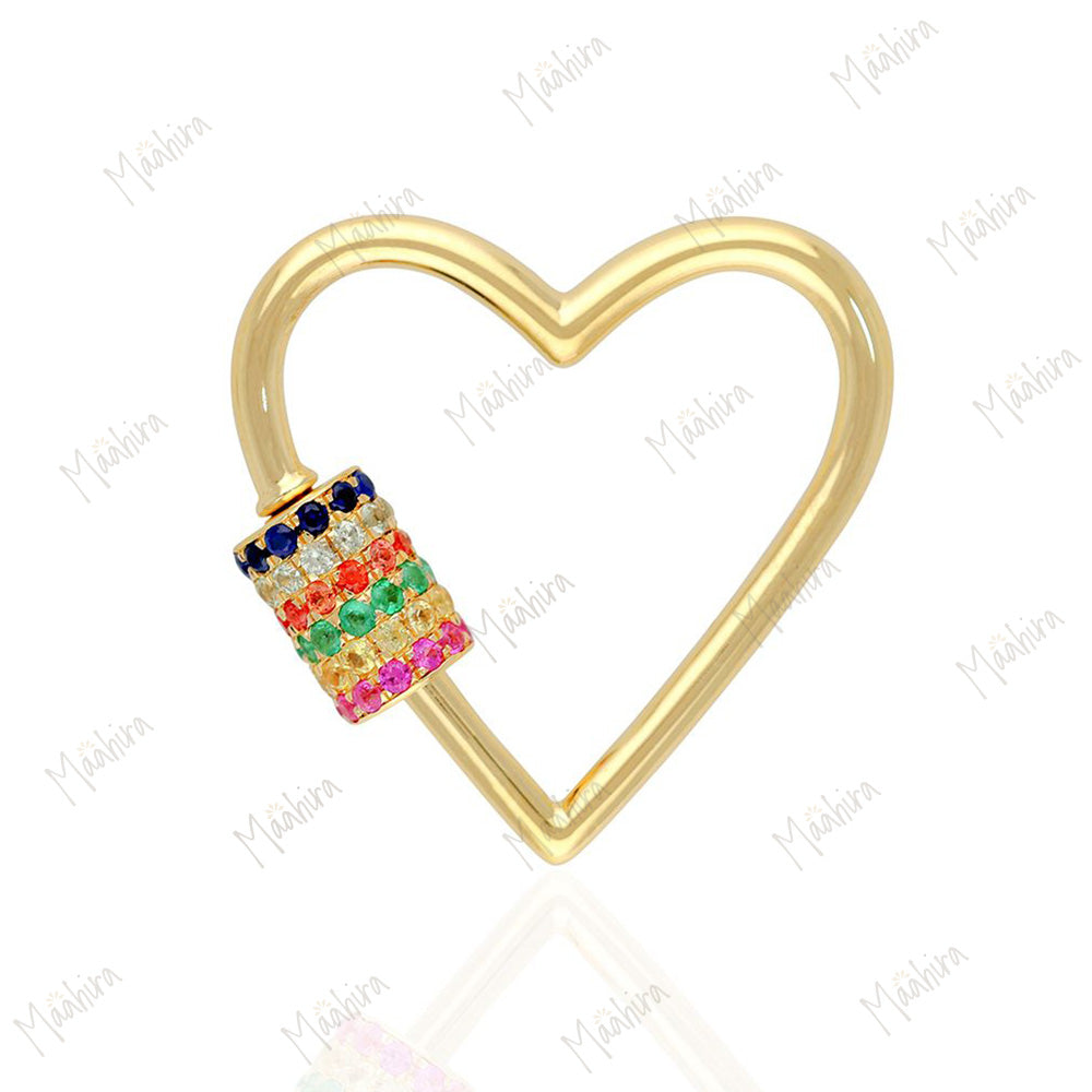 Multicolor Heart Carabiner Charm 20x20mm
