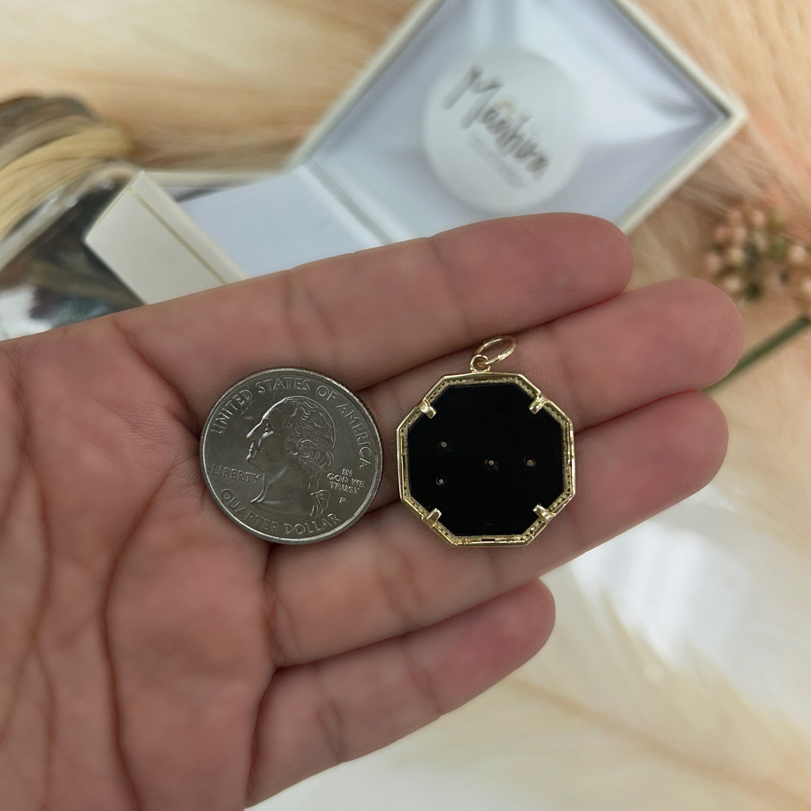 Diamond & Black Onyx Moon / Star Pendant 22.65mm