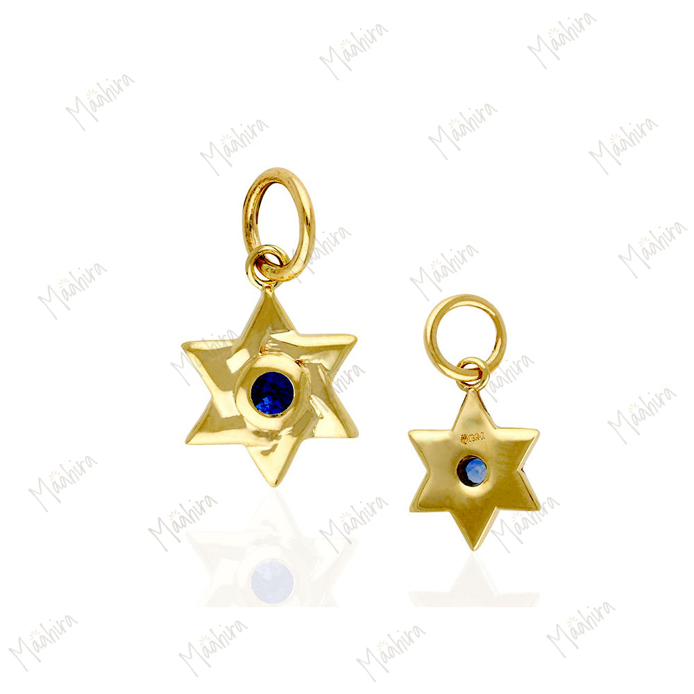 Blue Sapphire Star Of David Charms