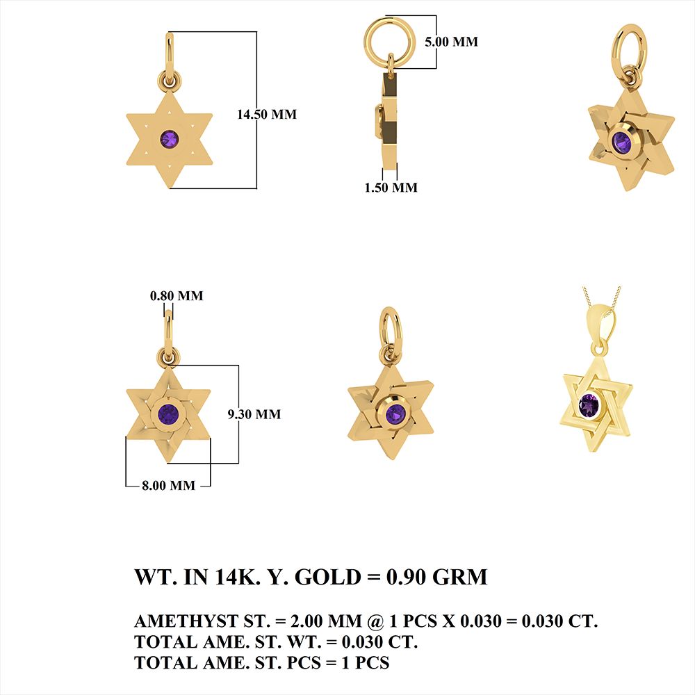 Blue Sapphire Star Of David Charms