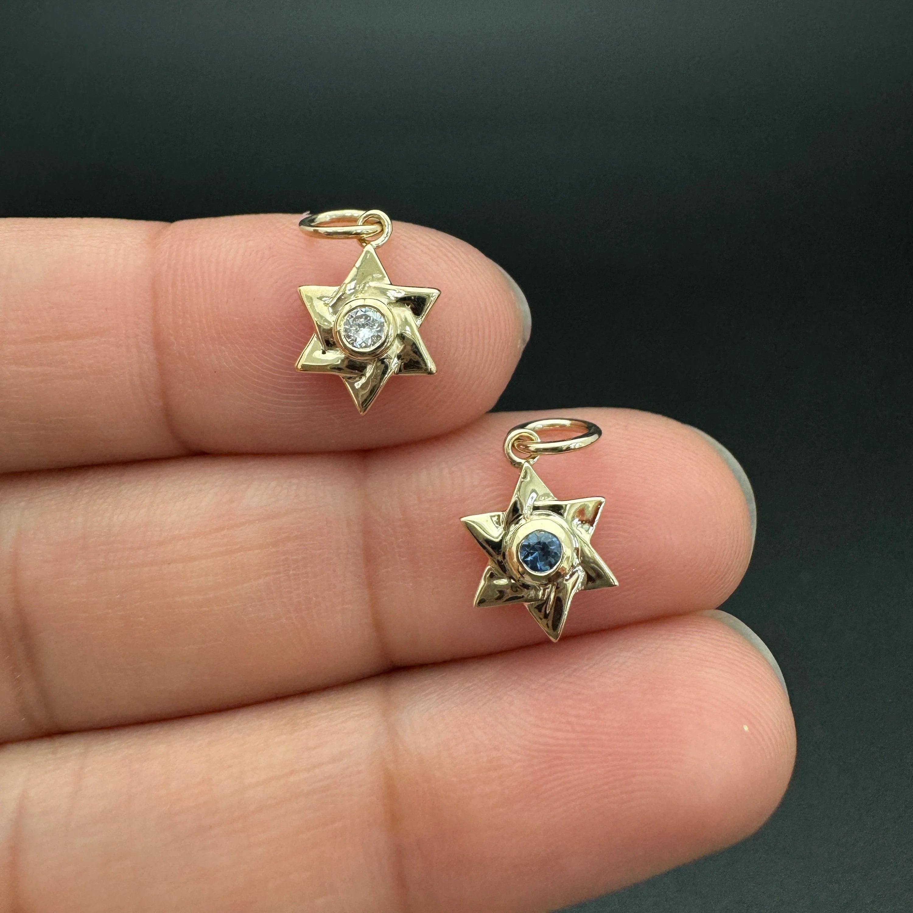 Blue Sapphire Star Of David Charms