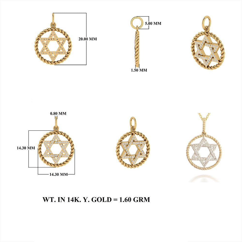 Diamond Star Of David Pendant 14.30mm
