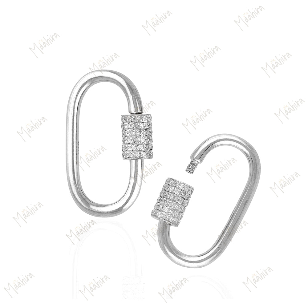 Diamond Oval Carabiner Shape Screw Lock Charm