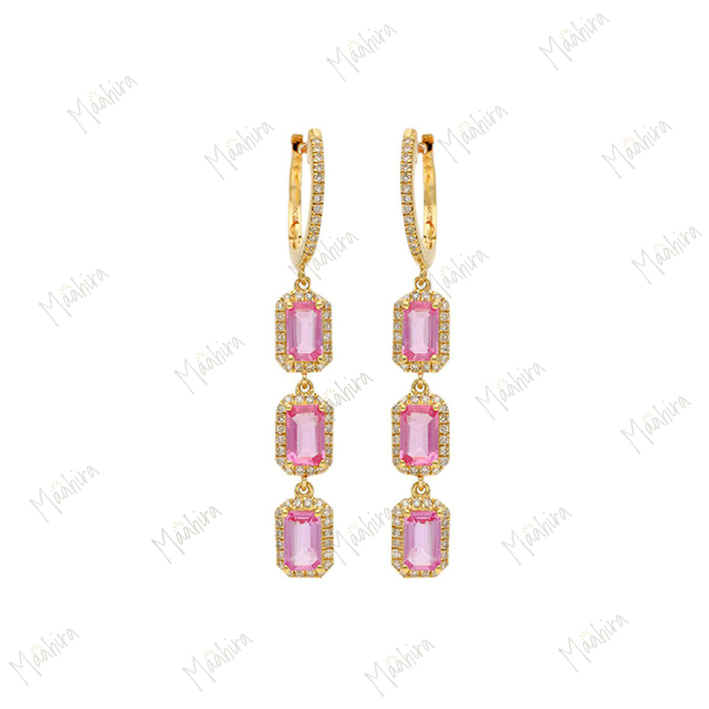 Diamond & Blue Sapphire Drop Earrings