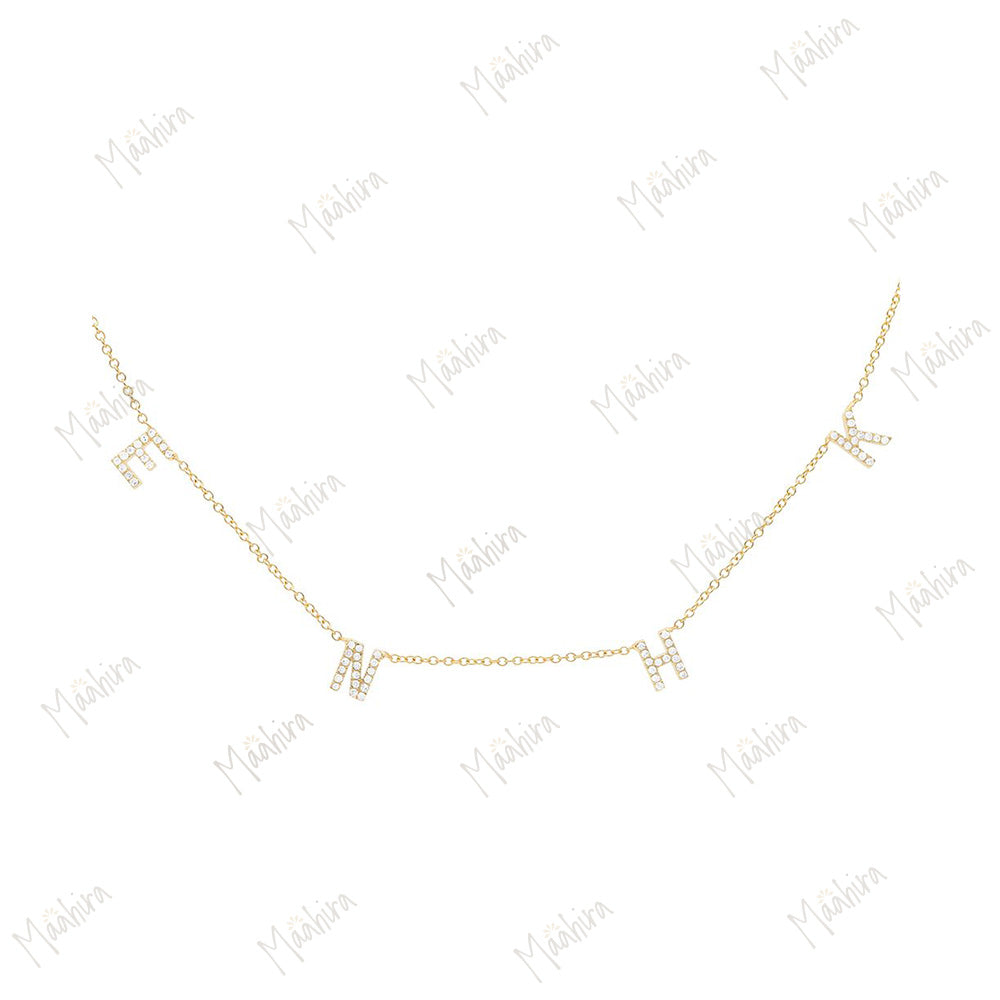 Diamond E N H K Name Necklace