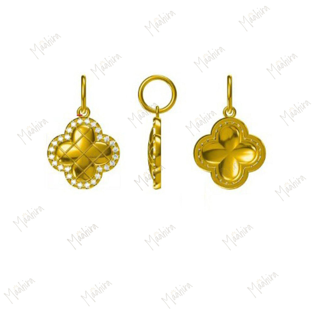 Diamond 4 Leaf Clover Pendant 15mm