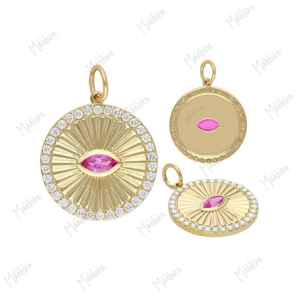Round Diamond & Emerald Pendant 20mm