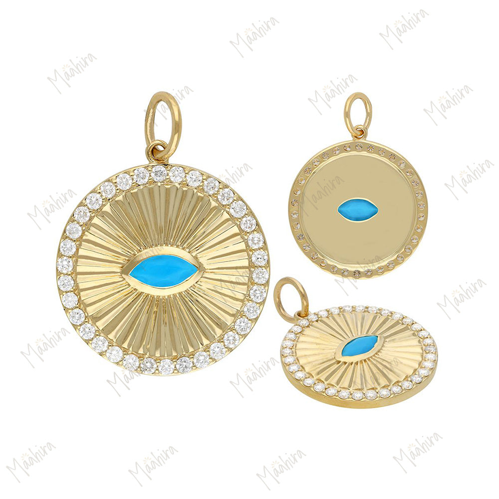Round Diamond & Emerald Pendant 20mm