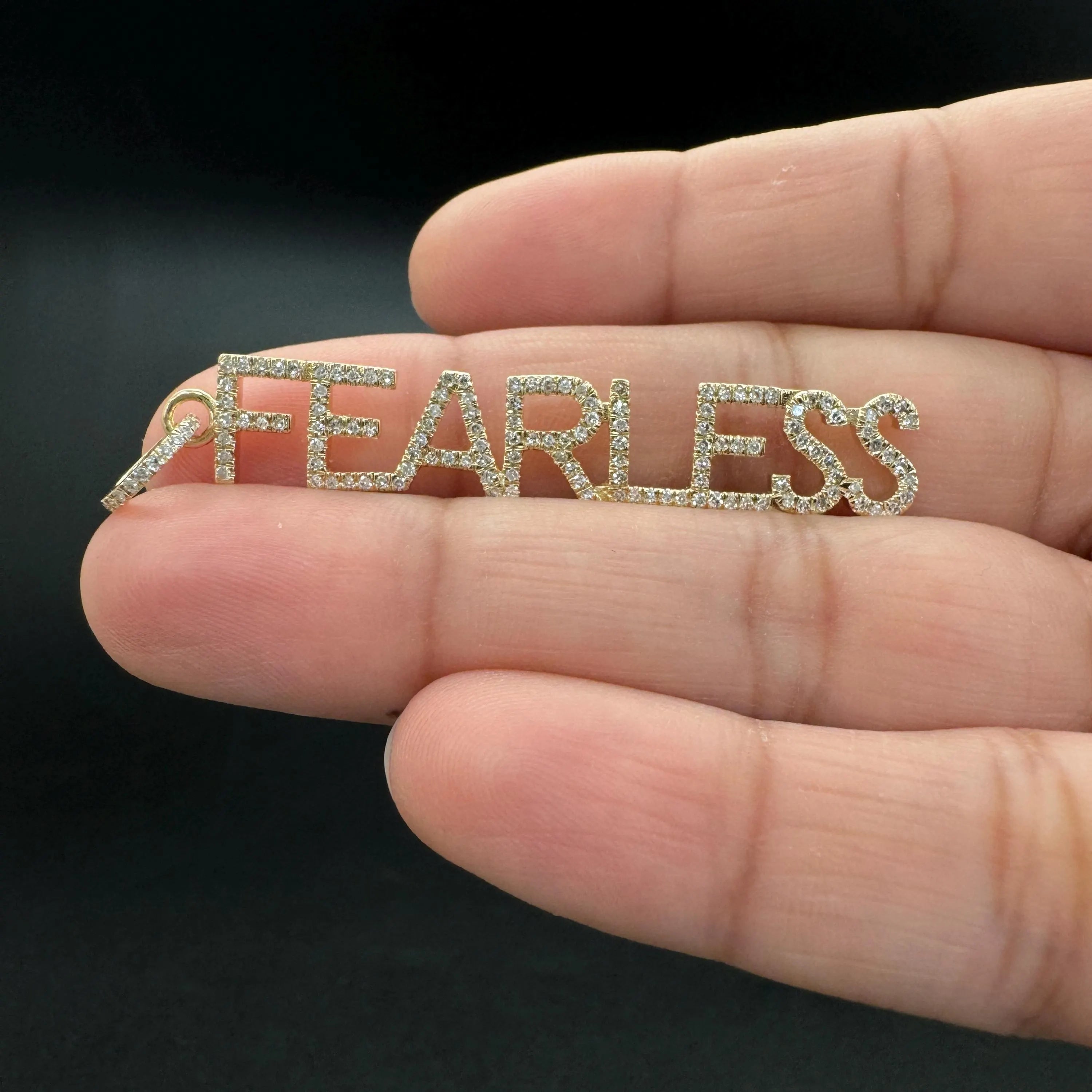 Diamond FEARLESS Word Pendant