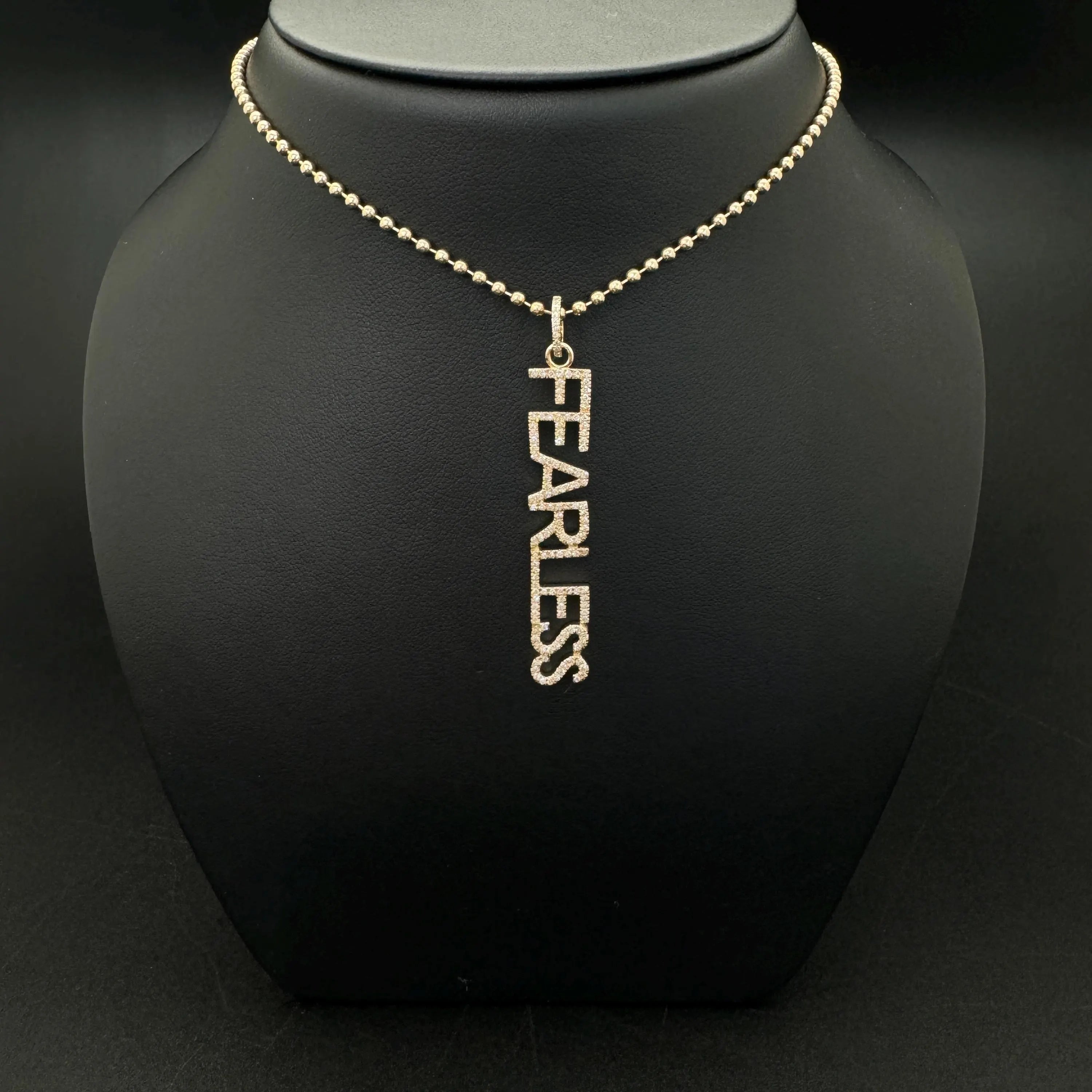 Diamond FEARLESS Word Pendant