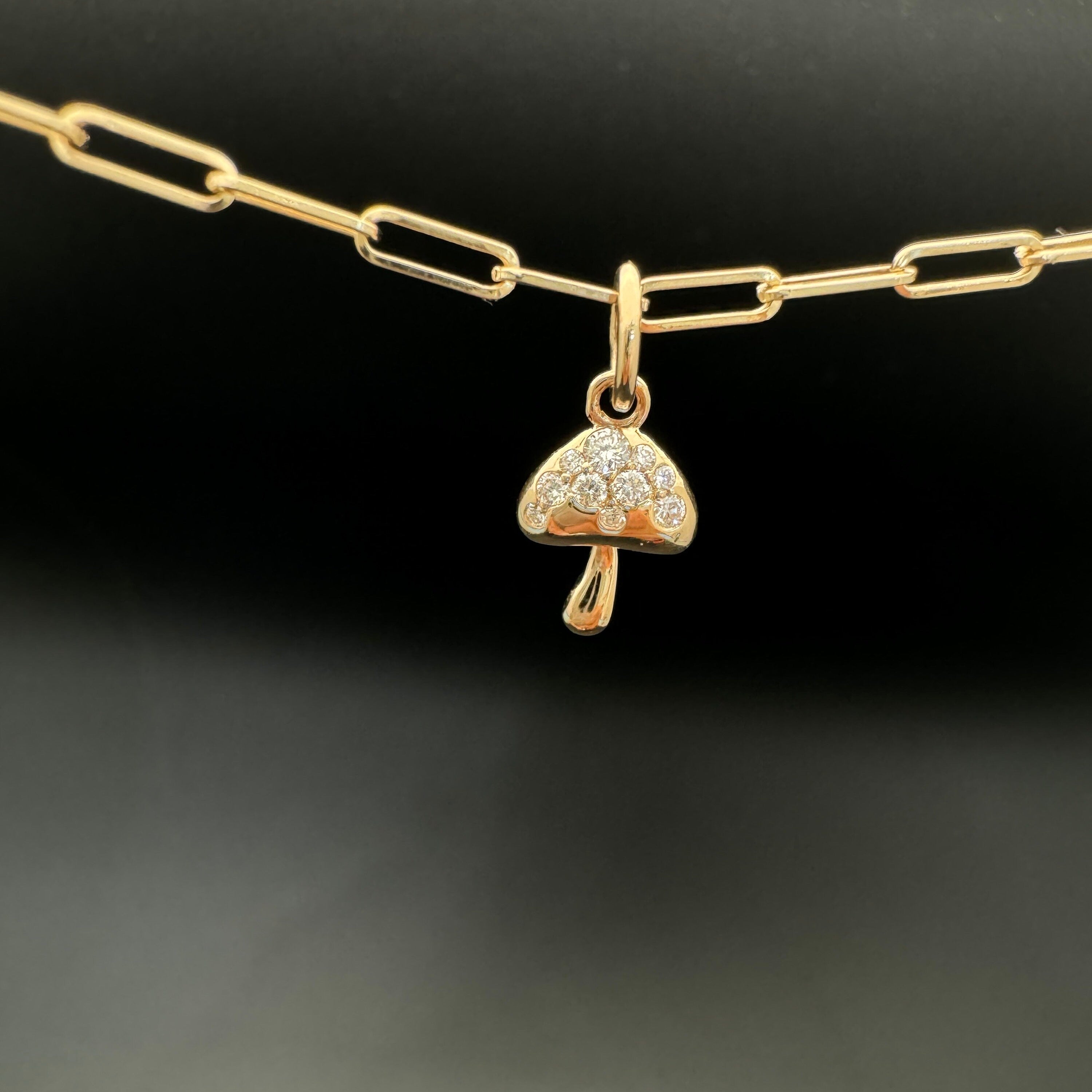 Diamond Mushroom Charm 10.3x7.75mm