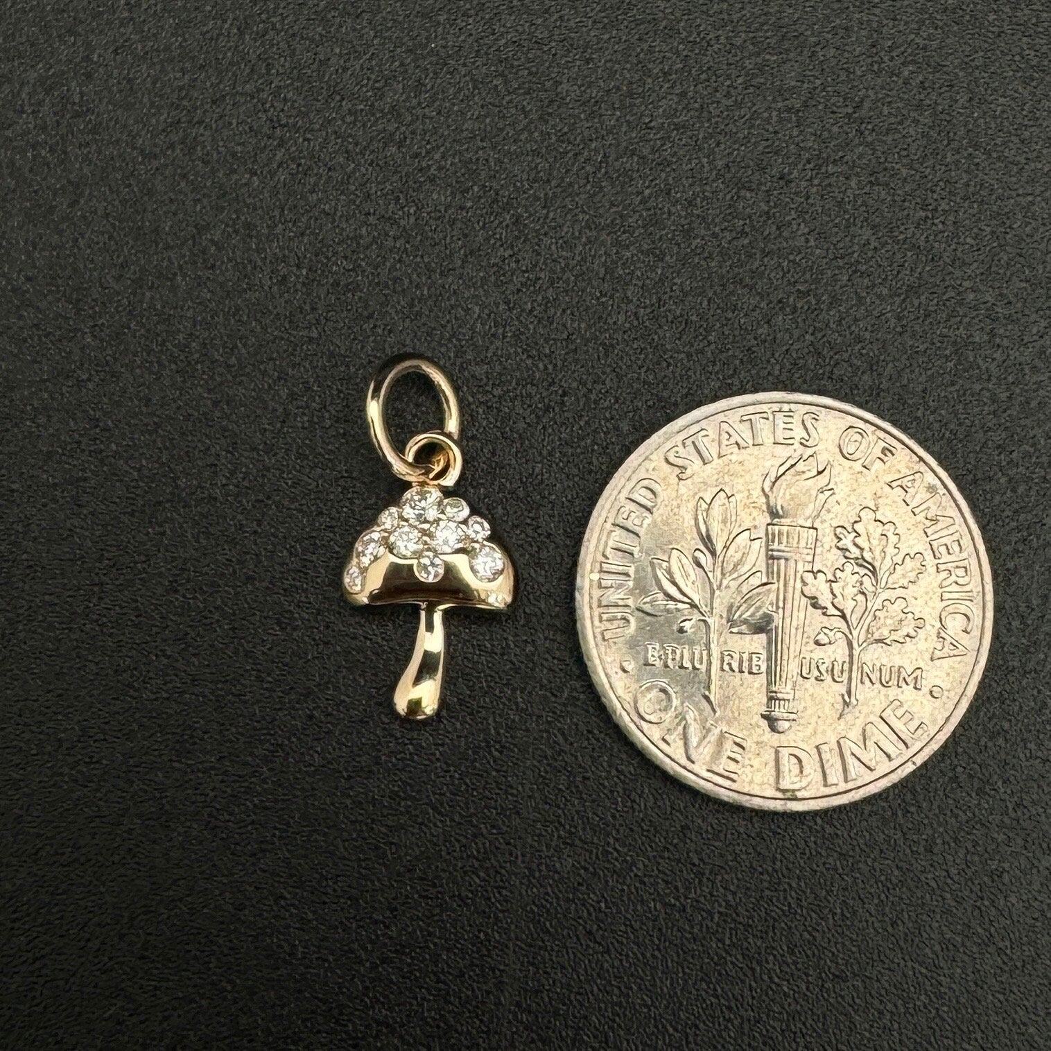 Diamond Mushroom Charm 10.3x7.75mm