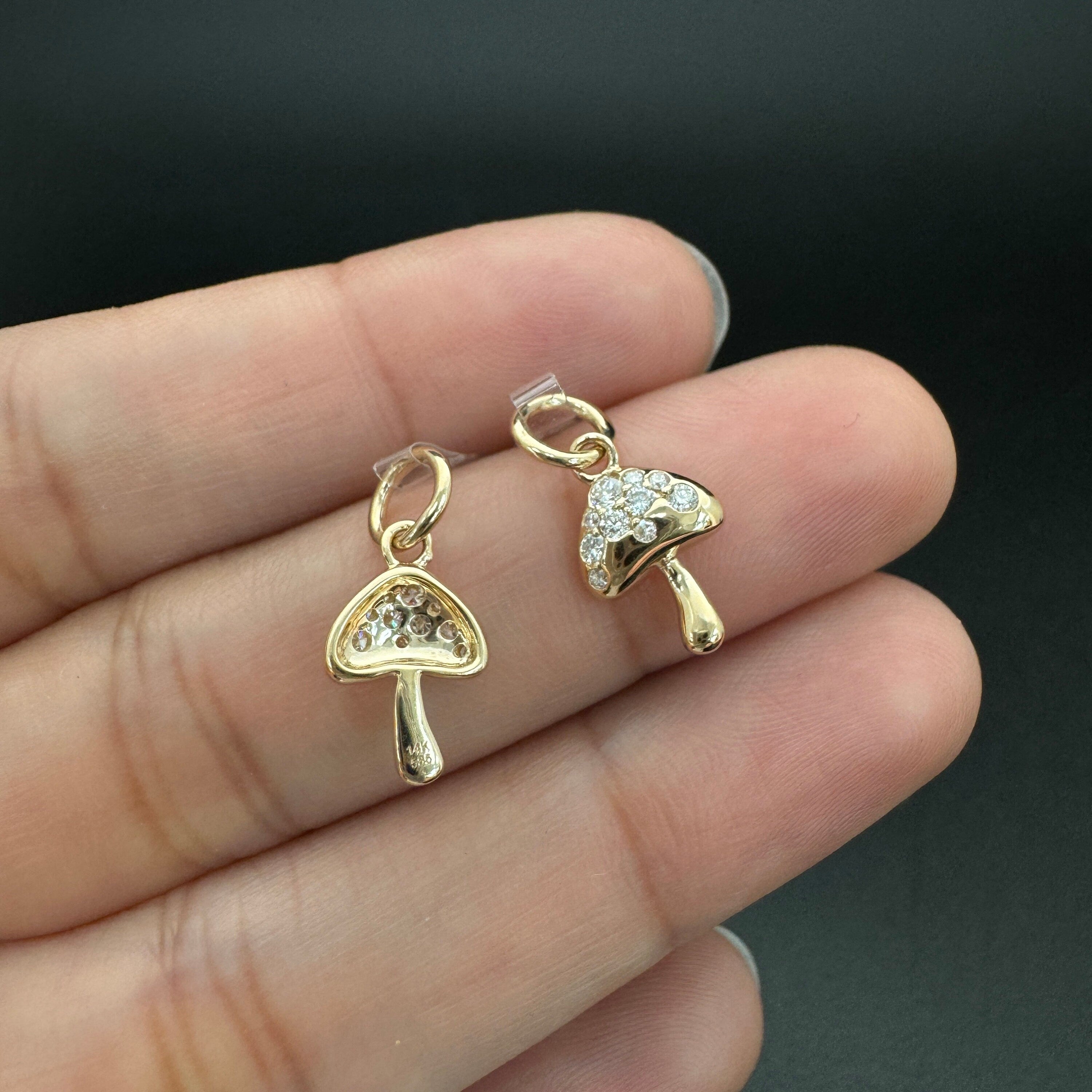 Diamond Mushroom Charm 10.3x7.75mm