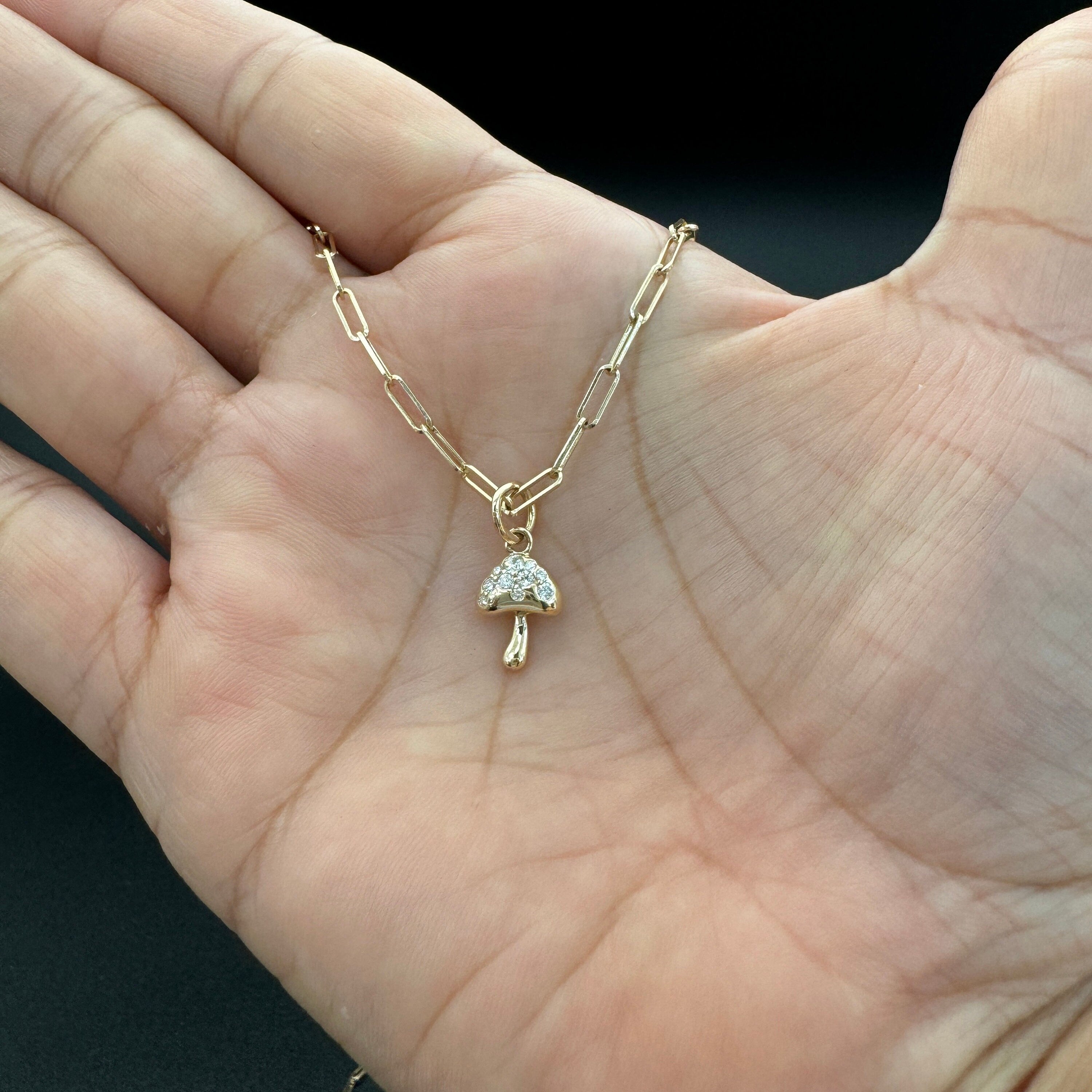 Diamond Mushroom Charm 10.3x7.75mm