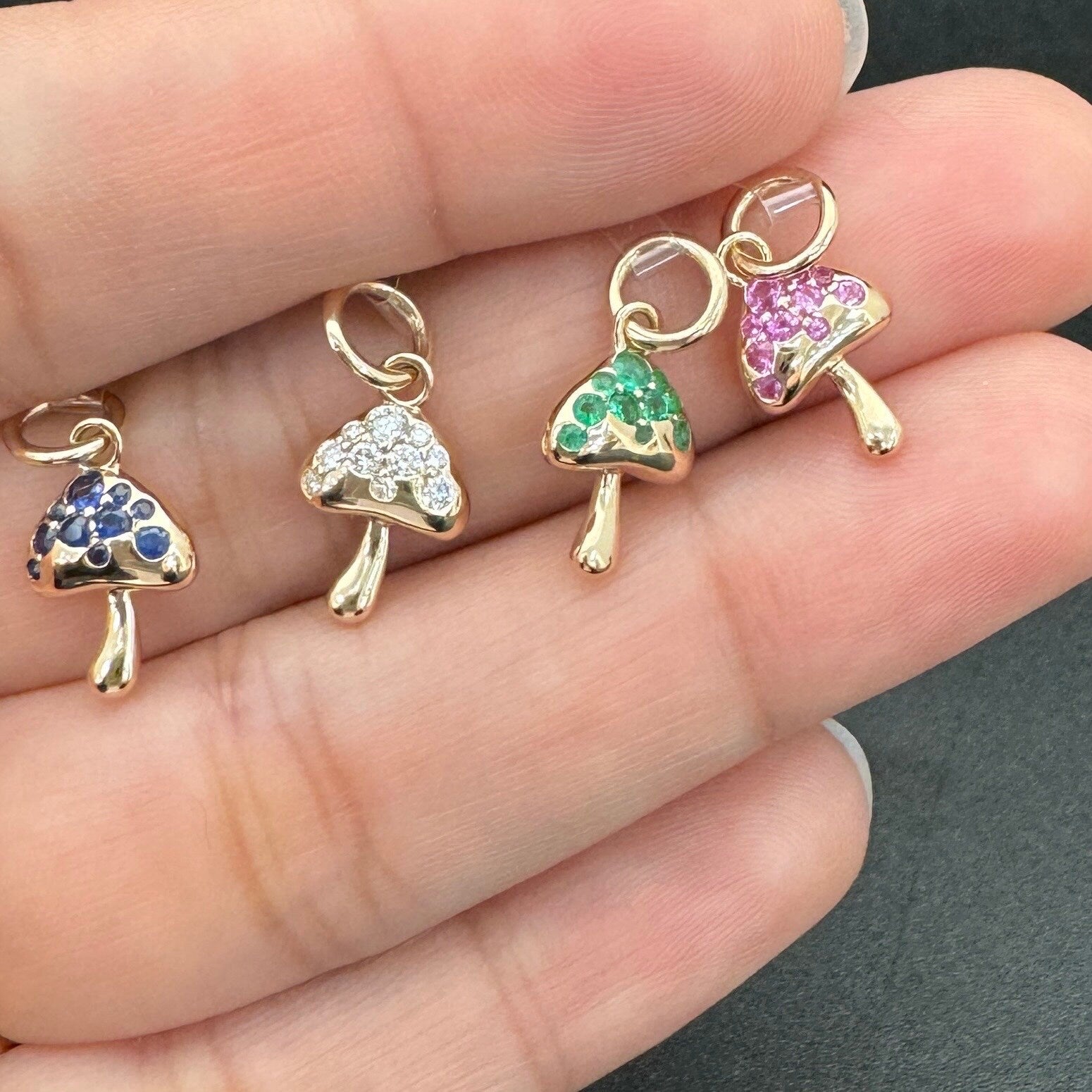 Diamond Mushroom Charm 10.3x7.75mm